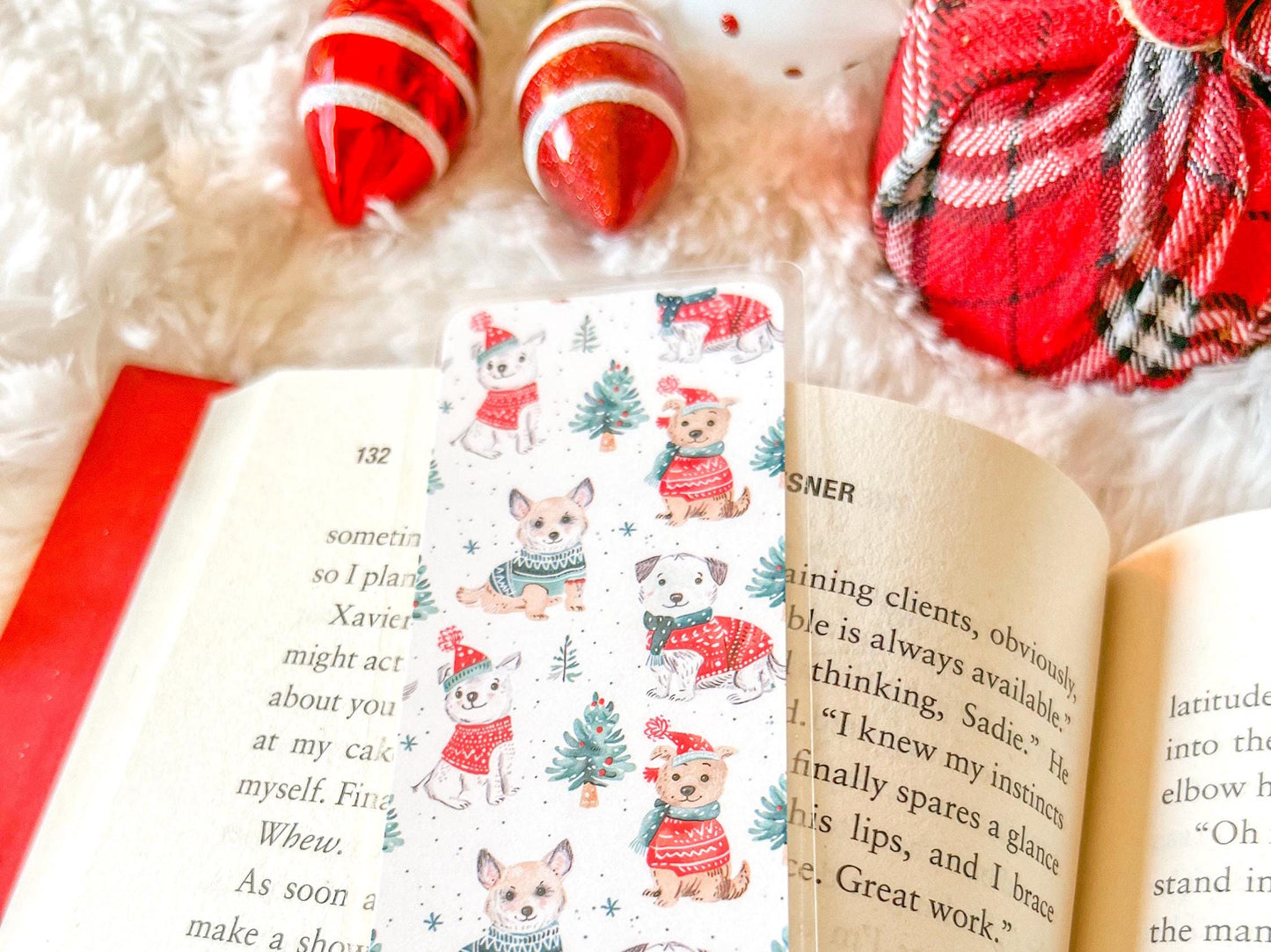 Christmas Puppies Dog Bookmark | Christmas Bookmark | Winter Bookmark | Gift for Reader | Dog Bookmark