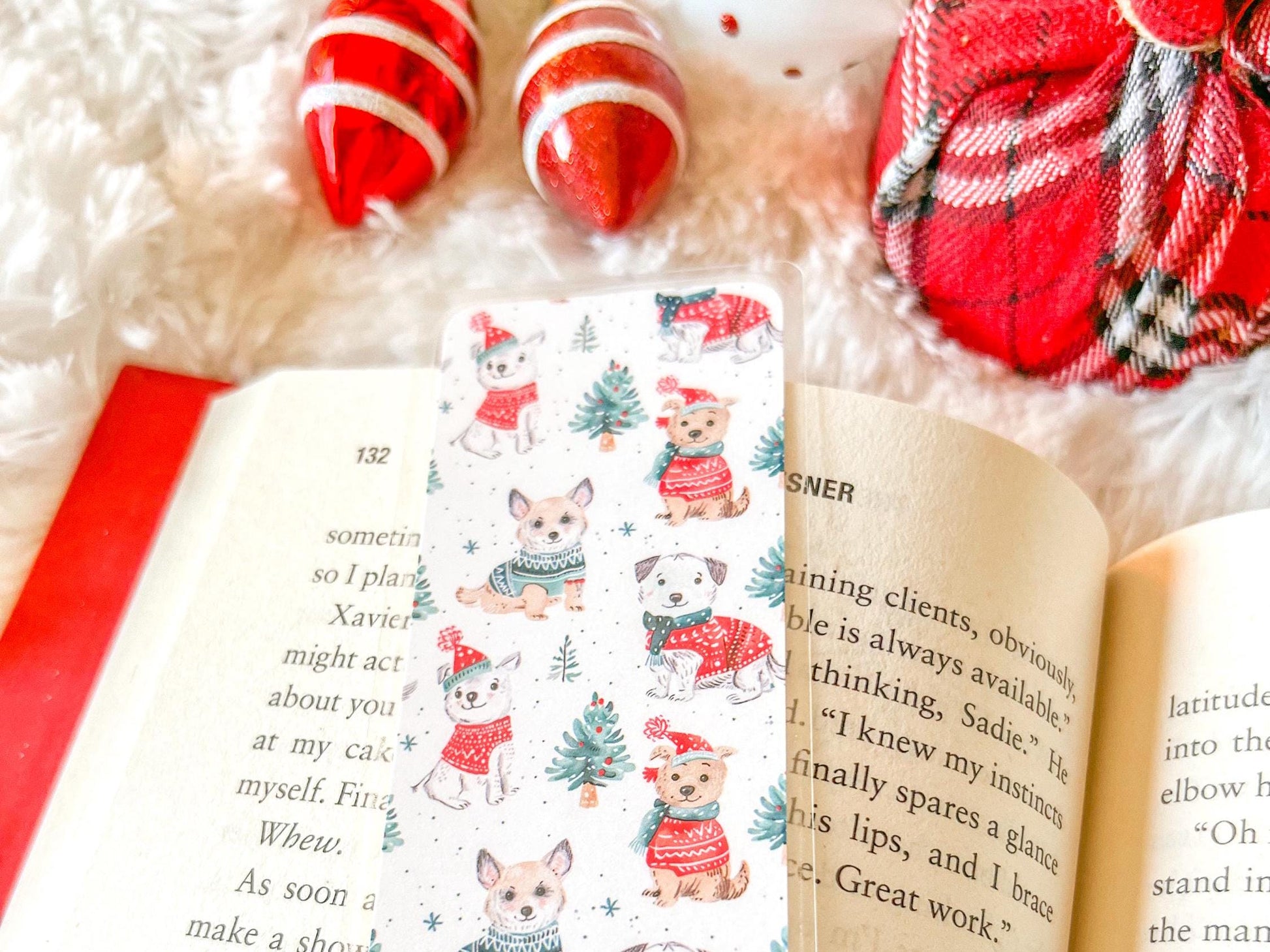 Christmas Puppies Dog Bookmark | Christmas Bookmark | Winter Bookmark | Gift for Reader | Dog Bookmark