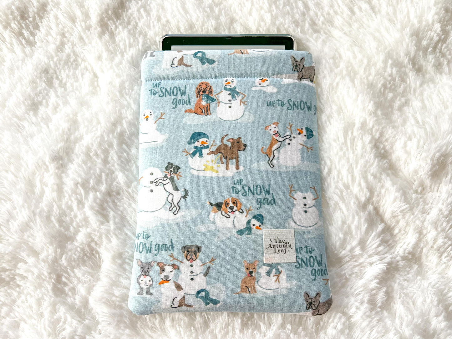 Winter Dogs Up to Snow Good Christmas Book Cozy | Christmas Book Cover | Christmas Book Protector | Dog Book Cover | Cozy Book Cover