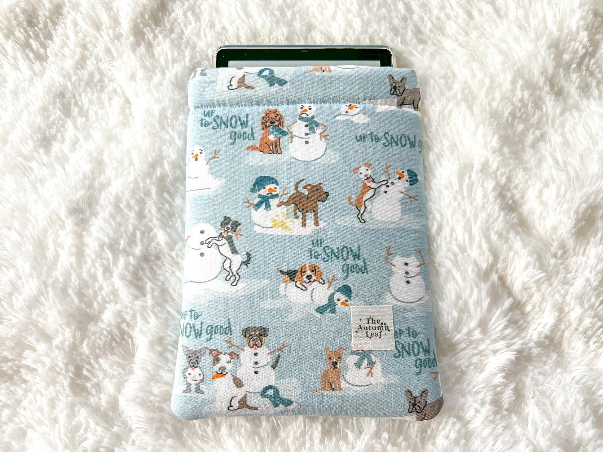 Winter Dogs Up to Snow Good Christmas Book Cozy | Christmas Book Cover | Christmas Book Protector | Dog Book Cover | Cozy Book Cover
