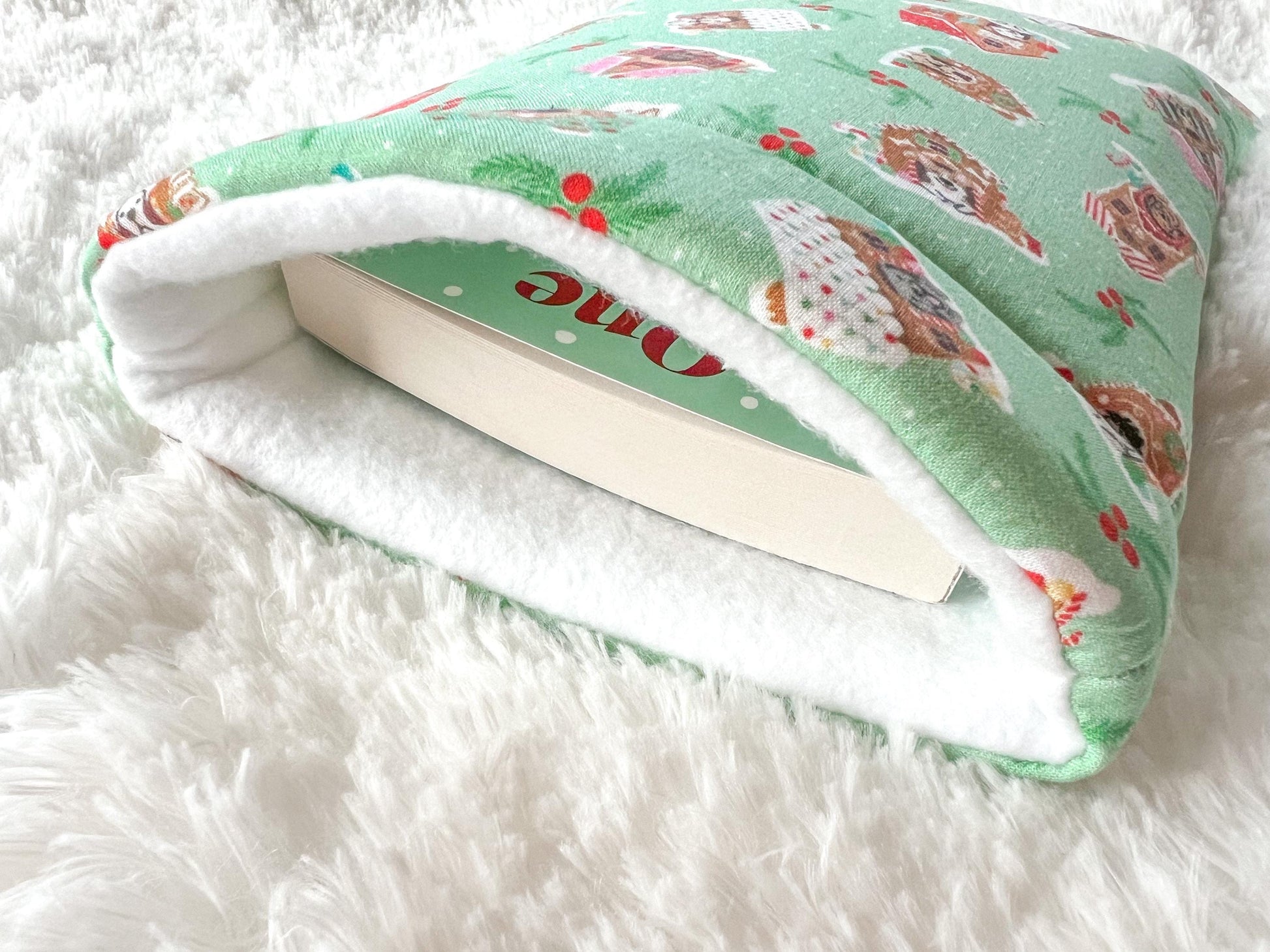 Gingerbread Dog Houses Dogs Christmas Book Cozy | Christmas Book Cover | Christmas Book Protector | Dog Book Cover | Cozy Book Cover