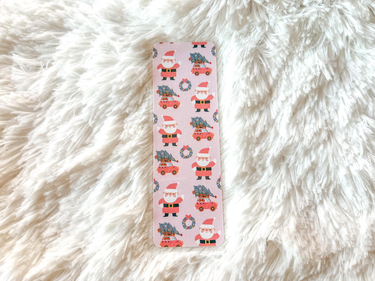 Pink Santa & Red Car with Presents Christmas Bookmark | Christmas Bookmark | Holiday Bookmark | Bookworm Gift | Gift for Reader