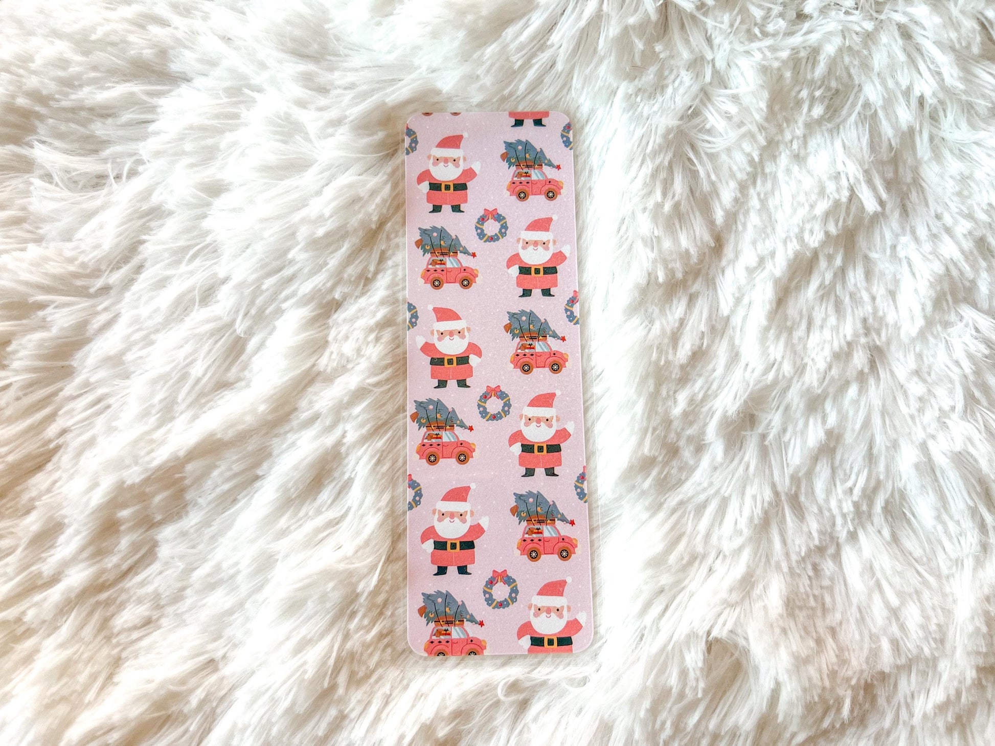 Pink Santa & Red Car with Presents Christmas Bookmark | Christmas Bookmark | Holiday Bookmark | Bookworm Gift | Gift for Reader