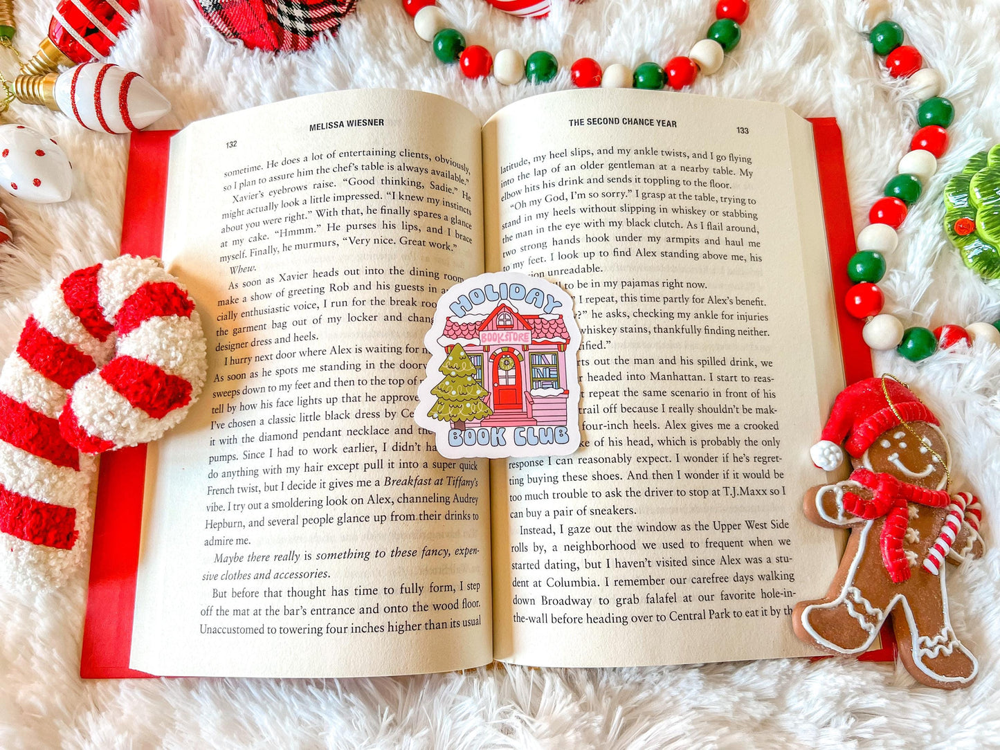 Holiday Book Club Bookstore Christmas Vinyl Sticker