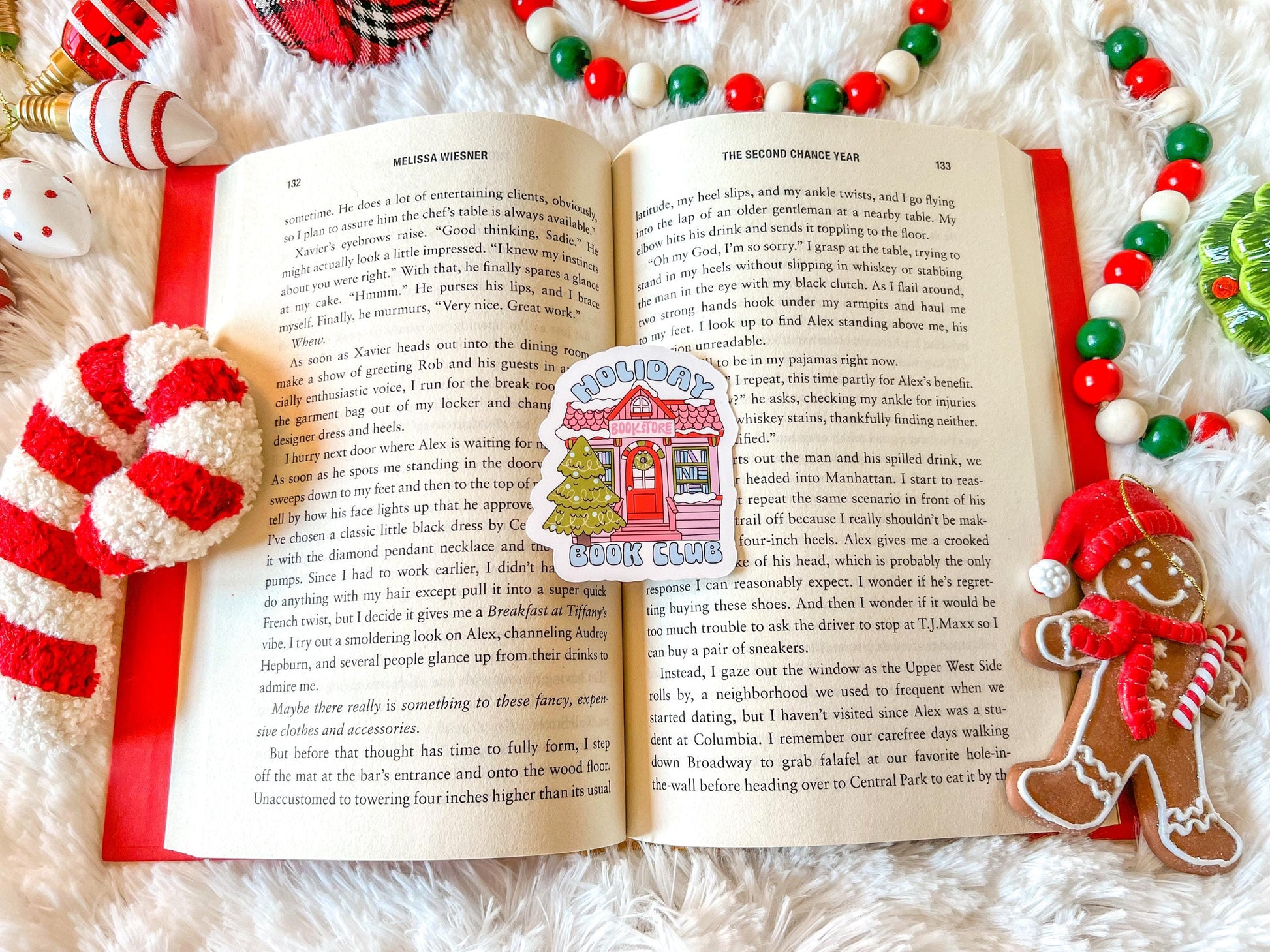 Holiday Book Club Bookstore Christmas Vinyl Sticker