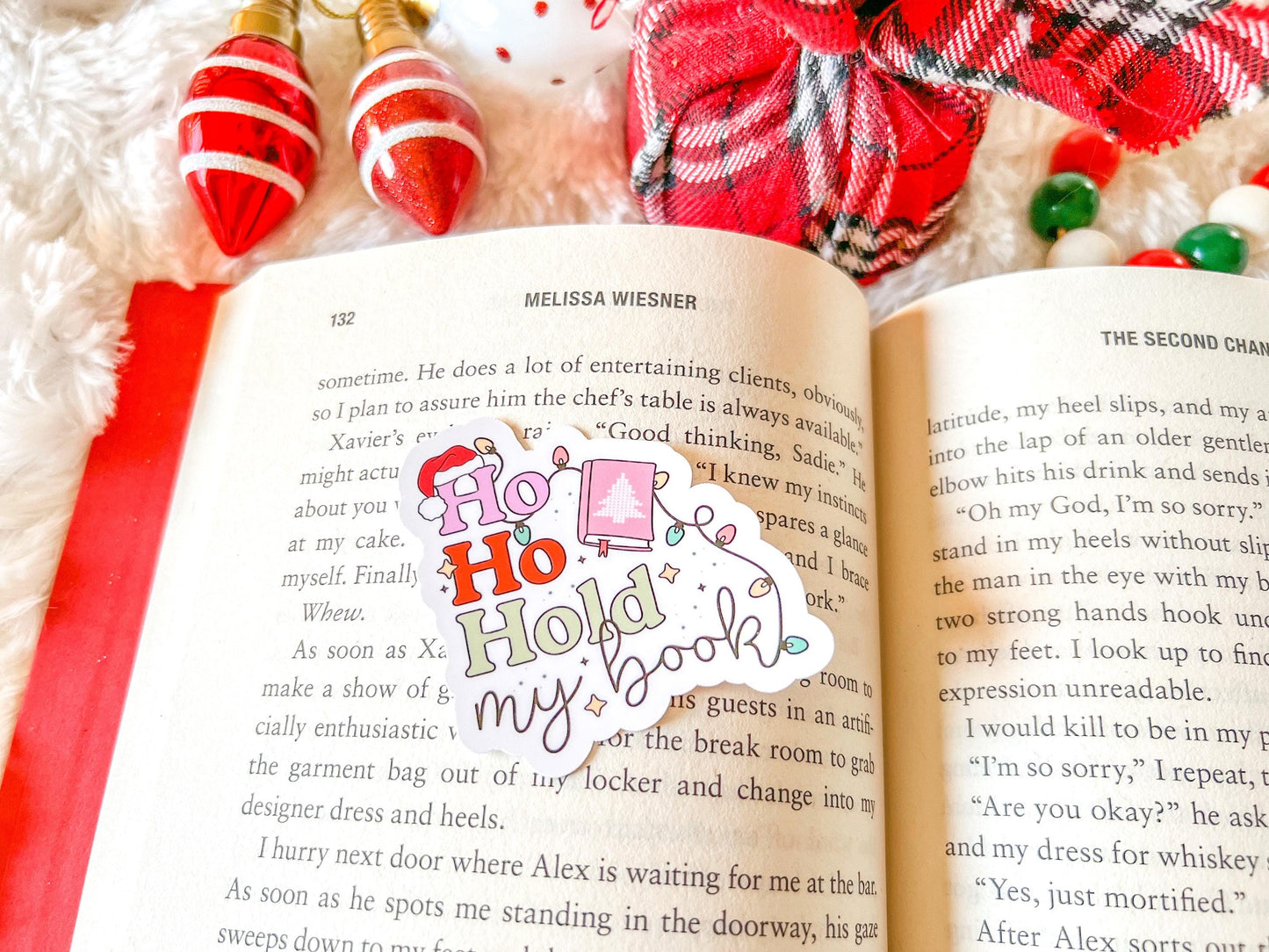 Hold My Book Christmas Lights Bookish Christmas Vinyl Sticker