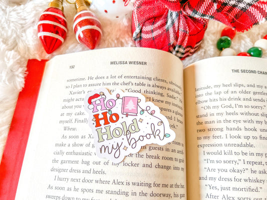 Hold My Book Christmas Lights Bookish Christmas Vinyl Sticker