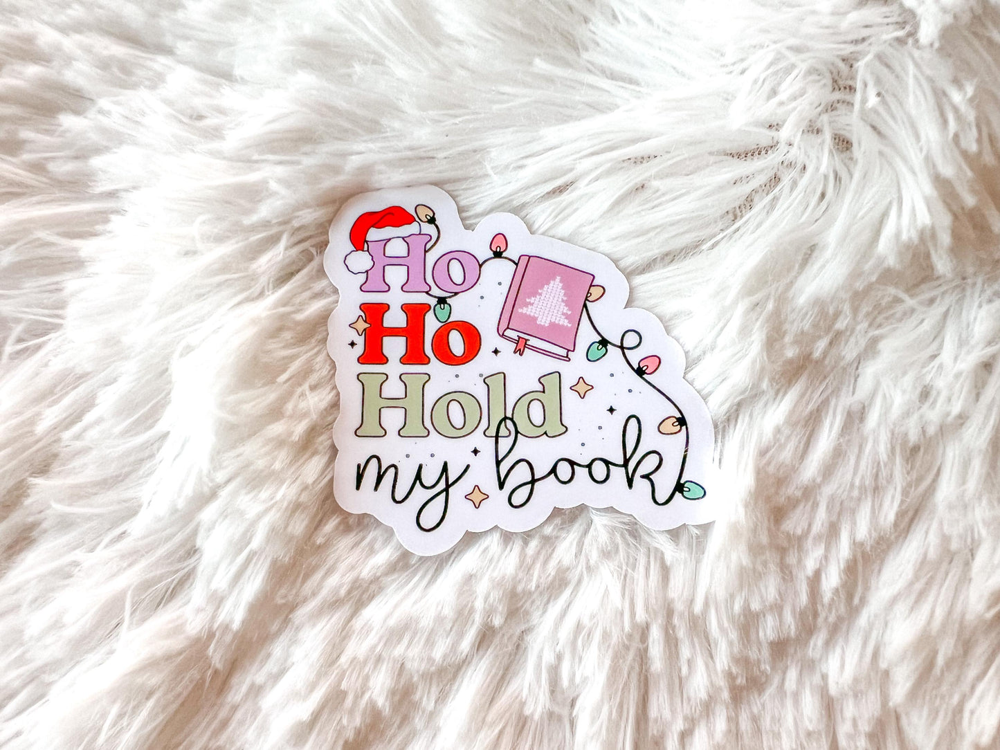 Hold My Book Christmas Lights Bookish Christmas Vinyl Sticker