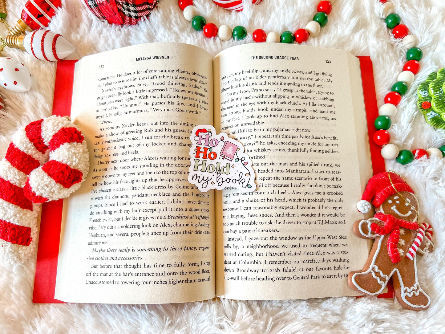 Hold My Book Christmas Lights Bookish Christmas Vinyl Sticker