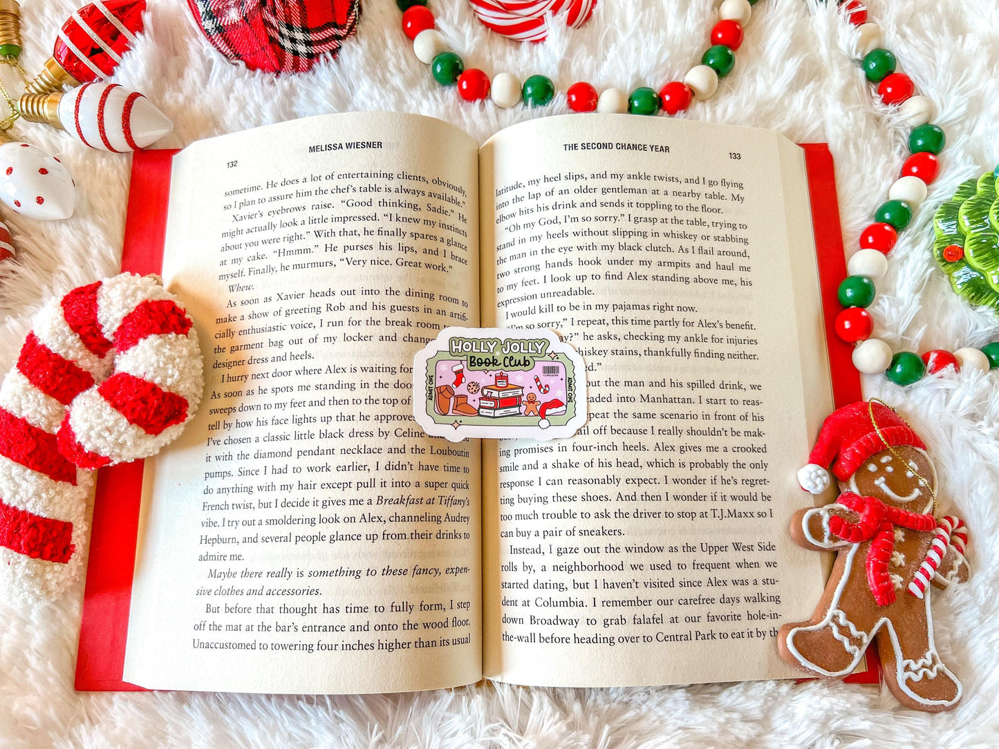 Holly Jolly Book Club Christmas Vinyl Sticker
