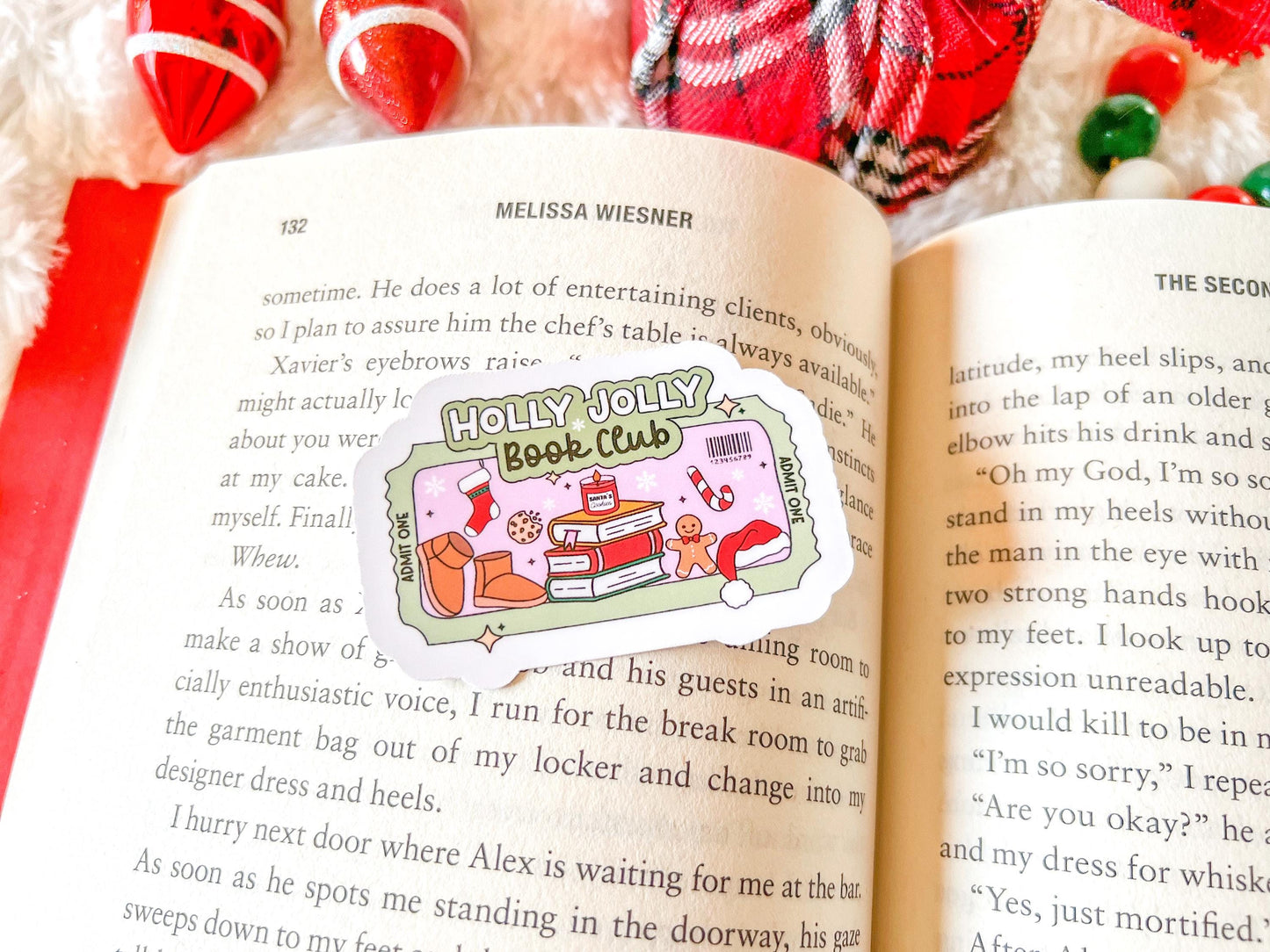 Holly Jolly Book Club Christmas Vinyl Sticker