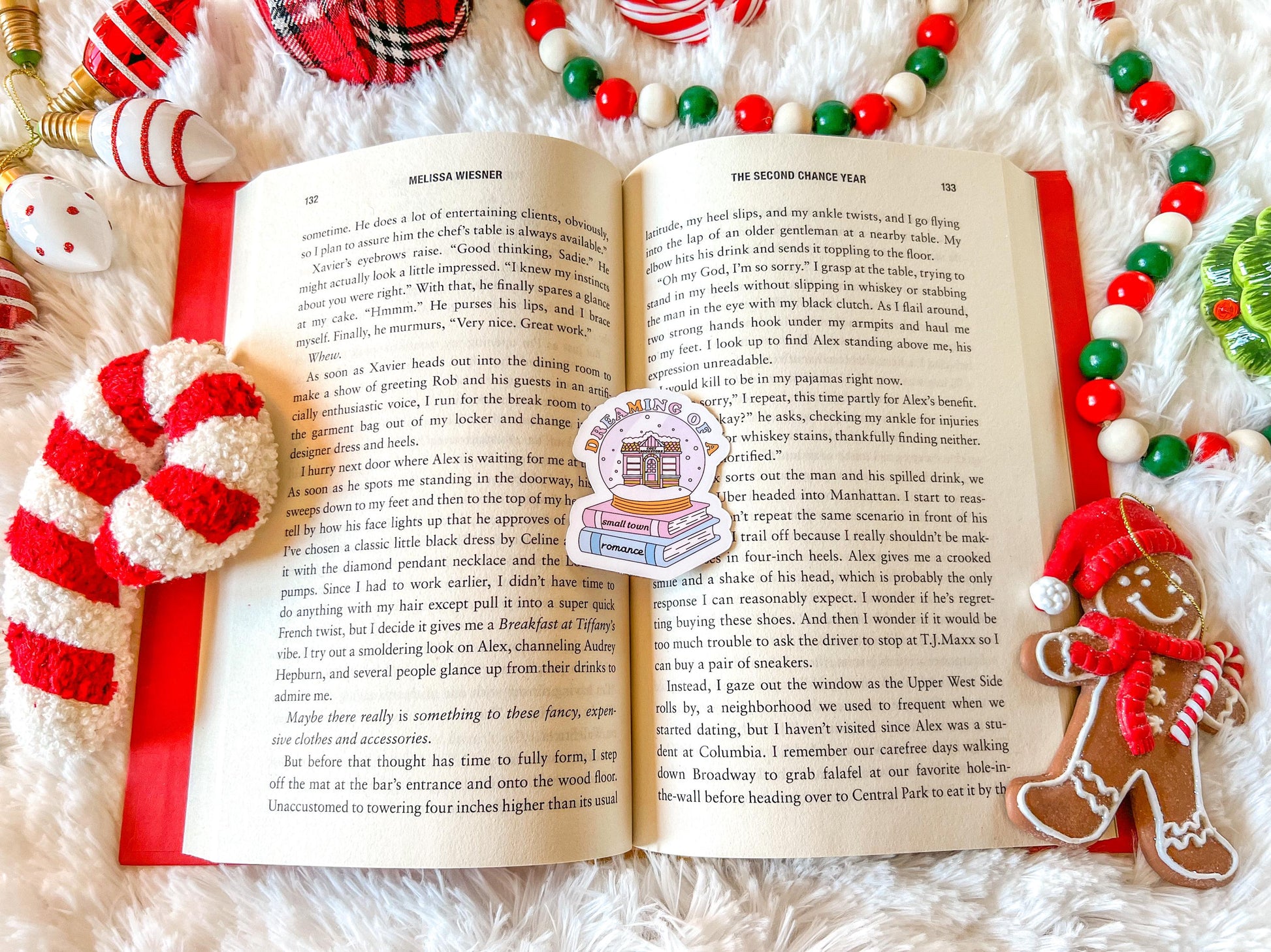 Dreaming of a Small Town Romance Bookish Christmas Snow Globe Vinyl Sticker