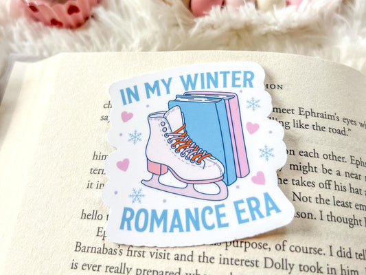 Winter Romance Era Ice Skates & Books Vinyl Christmas Sticker