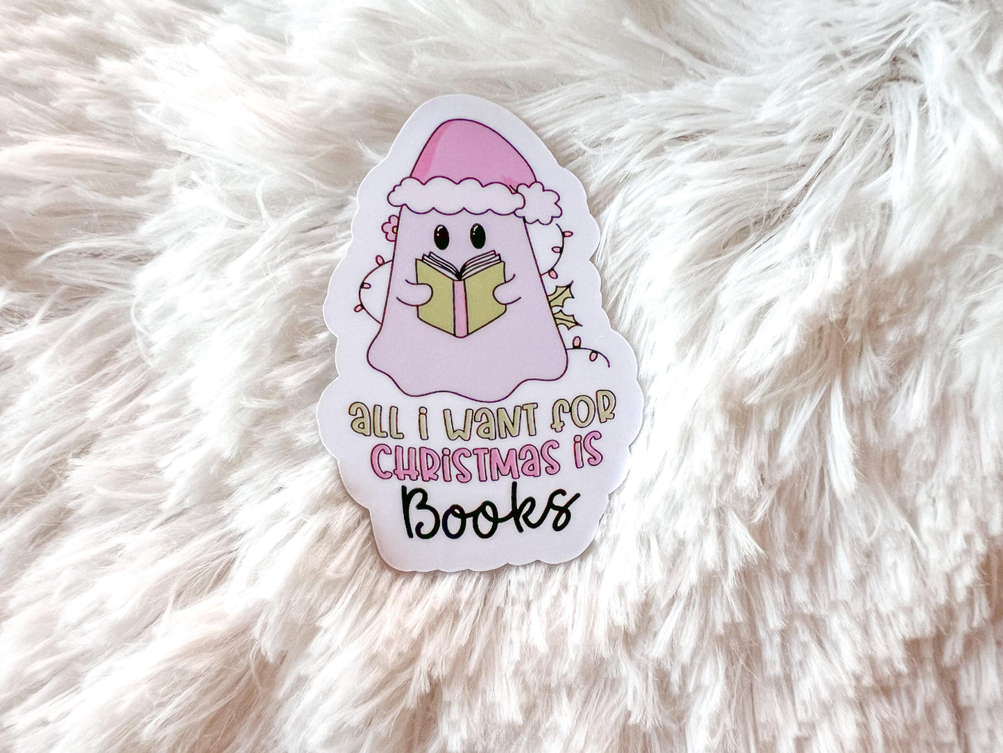 Christmas Ghost Reading Bookish Vinyl Sticker
