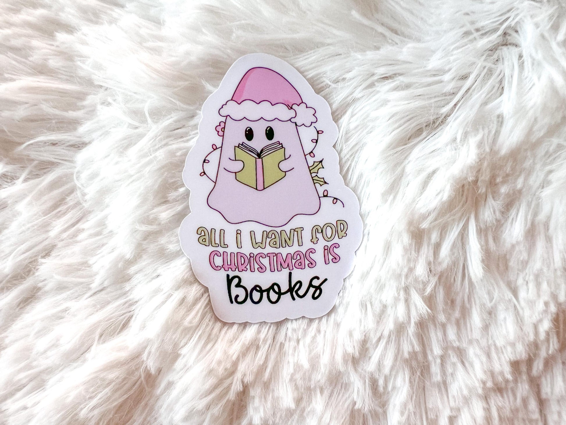 Christmas Ghost Reading Bookish Vinyl Sticker