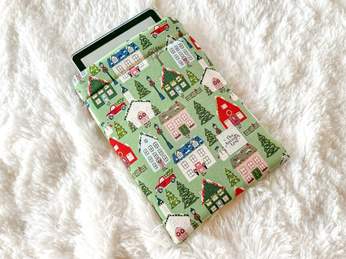 New England Christmas Village Book Cozy | Christmas Book Cover | Christmas Book Protector | Snowman Book Cover | Cozy Book Cover