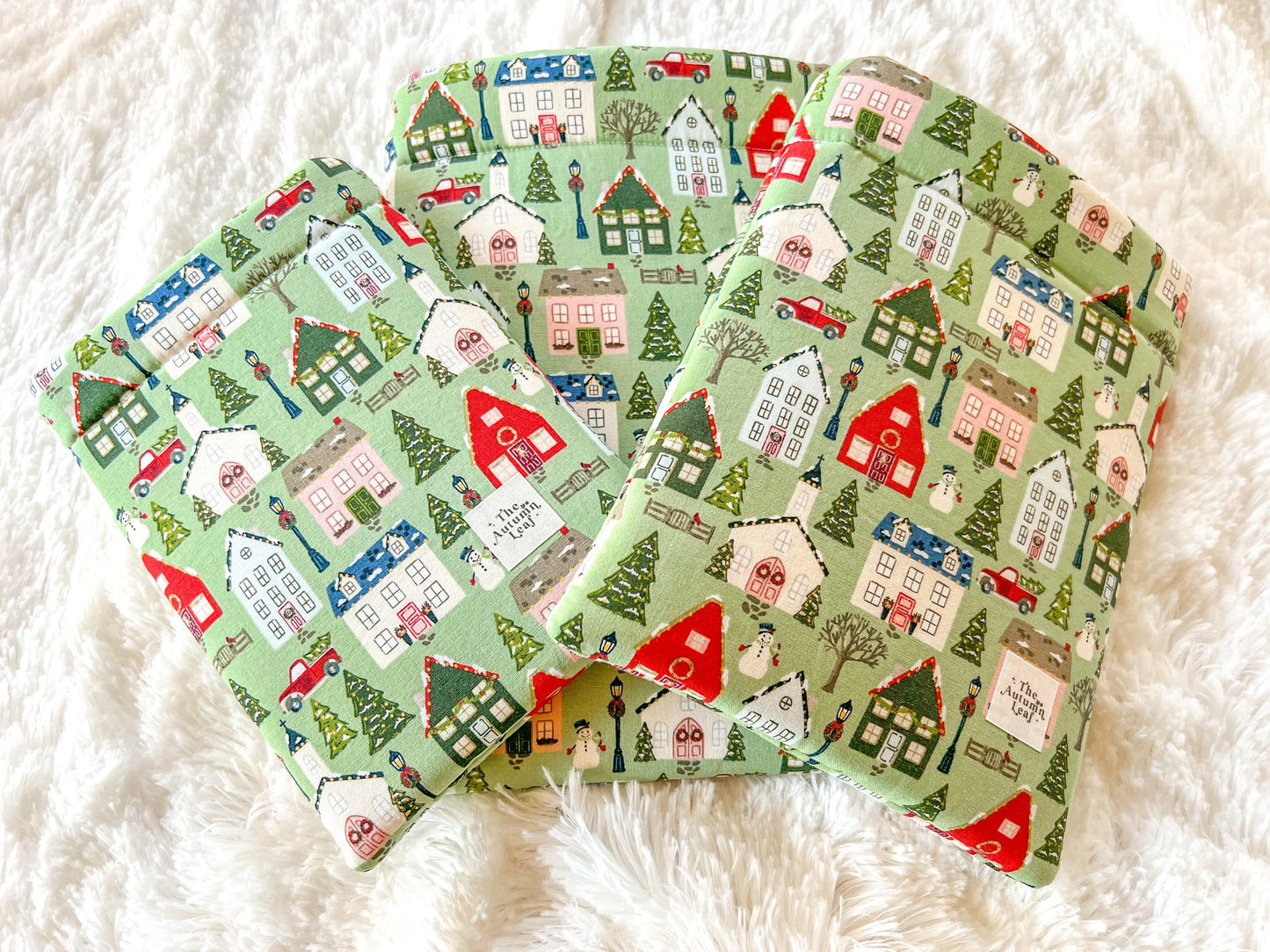 New England Christmas Village Book Cozy | Christmas Book Cover | Christmas Book Protector | Snowman Book Cover | Cozy Book Cover