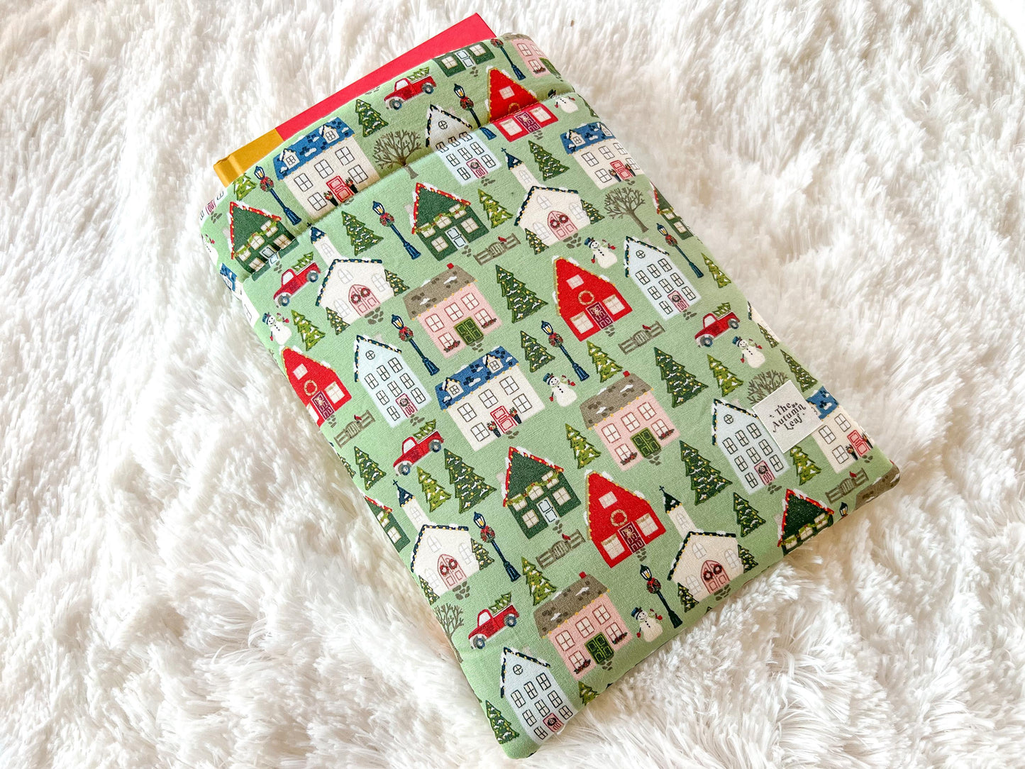 New England Christmas Village Book Cozy | Christmas Book Cover | Christmas Book Protector | Snowman Book Cover | Cozy Book Cover