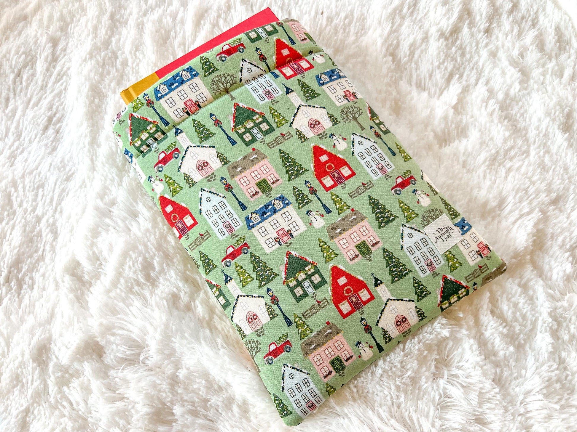New England Christmas Village Book Cozy | Christmas Book Cover | Christmas Book Protector | Snowman Book Cover | Cozy Book Cover