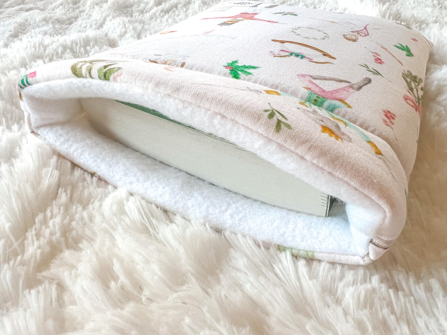 Pink Nutcracker Book Cozy | Christmas Book Cover | Christmas Book Protector | Snowman Book Cover | Cozy Book Cover