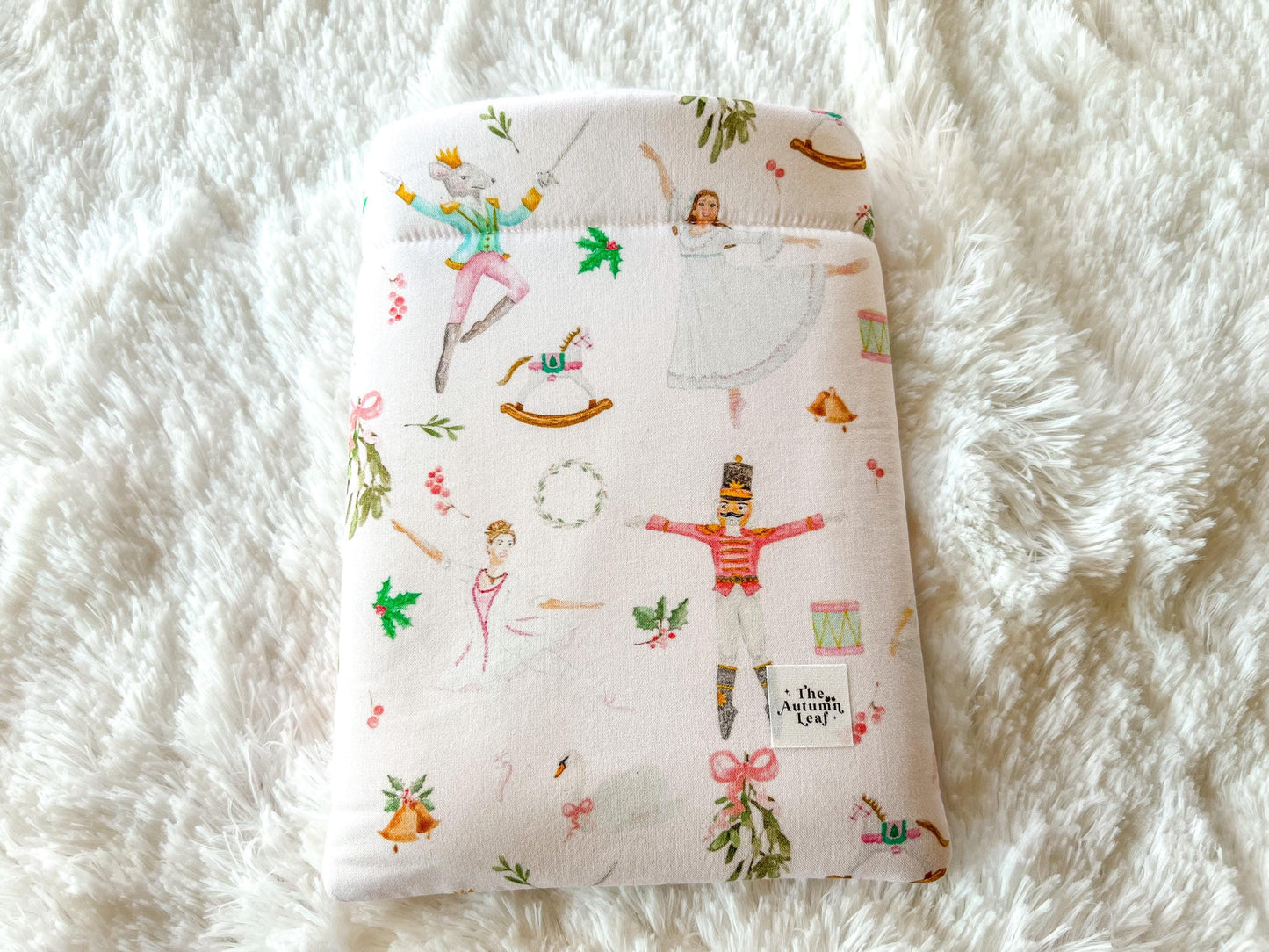 Pink Nutcracker Book Cozy | Christmas Book Cover | Christmas Book Protector | Snowman Book Cover | Cozy Book Cover