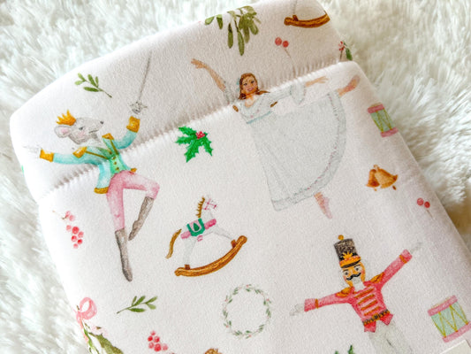 Pink Nutcracker Book Cozy | Christmas Book Cover | Christmas Book Protector | Snowman Book Cover | Cozy Book Cover