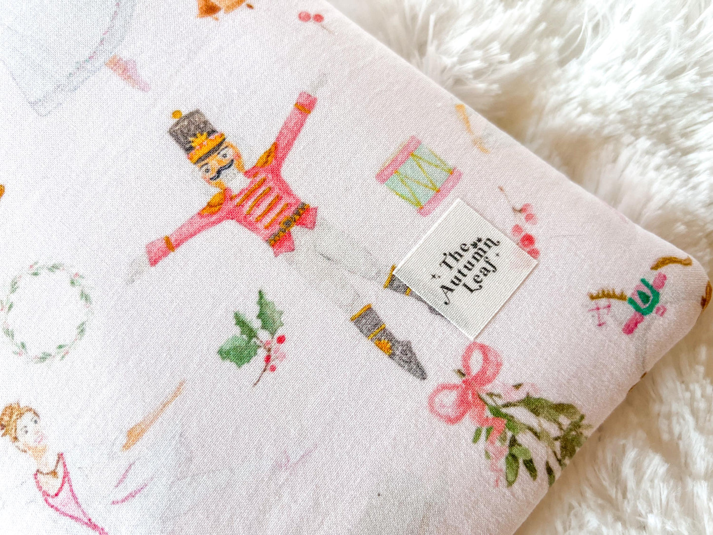 Pink Nutcracker Book Cozy | Christmas Book Cover | Christmas Book Protector | Snowman Book Cover | Cozy Book Cover