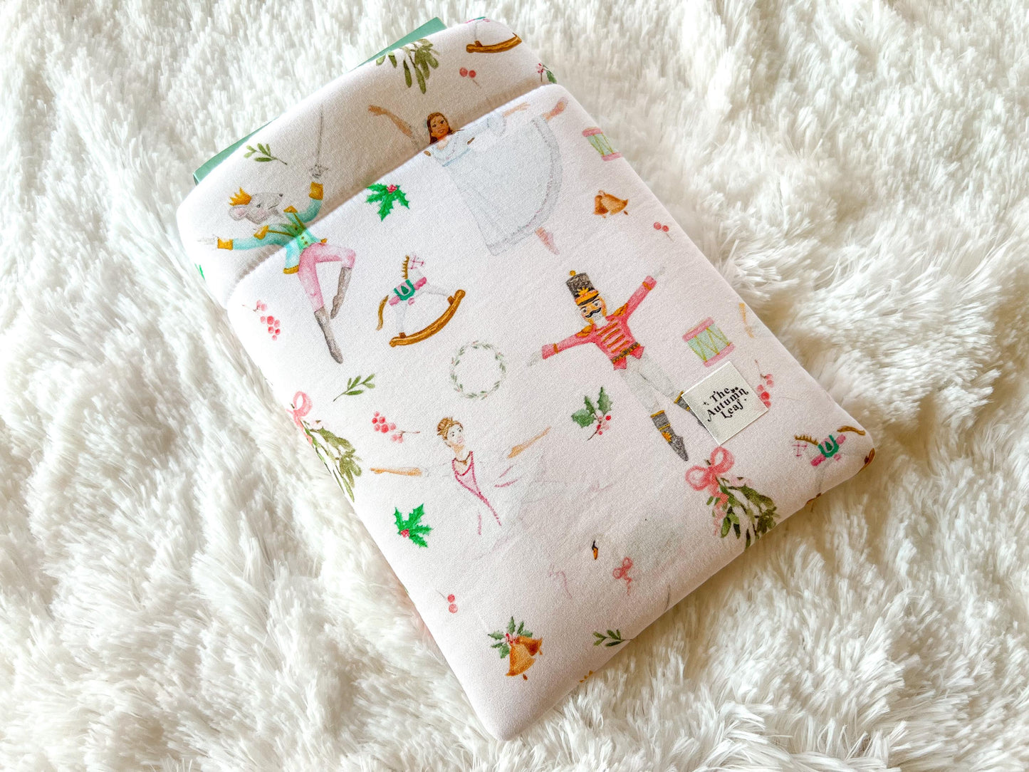 Pink Nutcracker Book Cozy | Christmas Book Cover | Christmas Book Protector | Snowman Book Cover | Cozy Book Cover