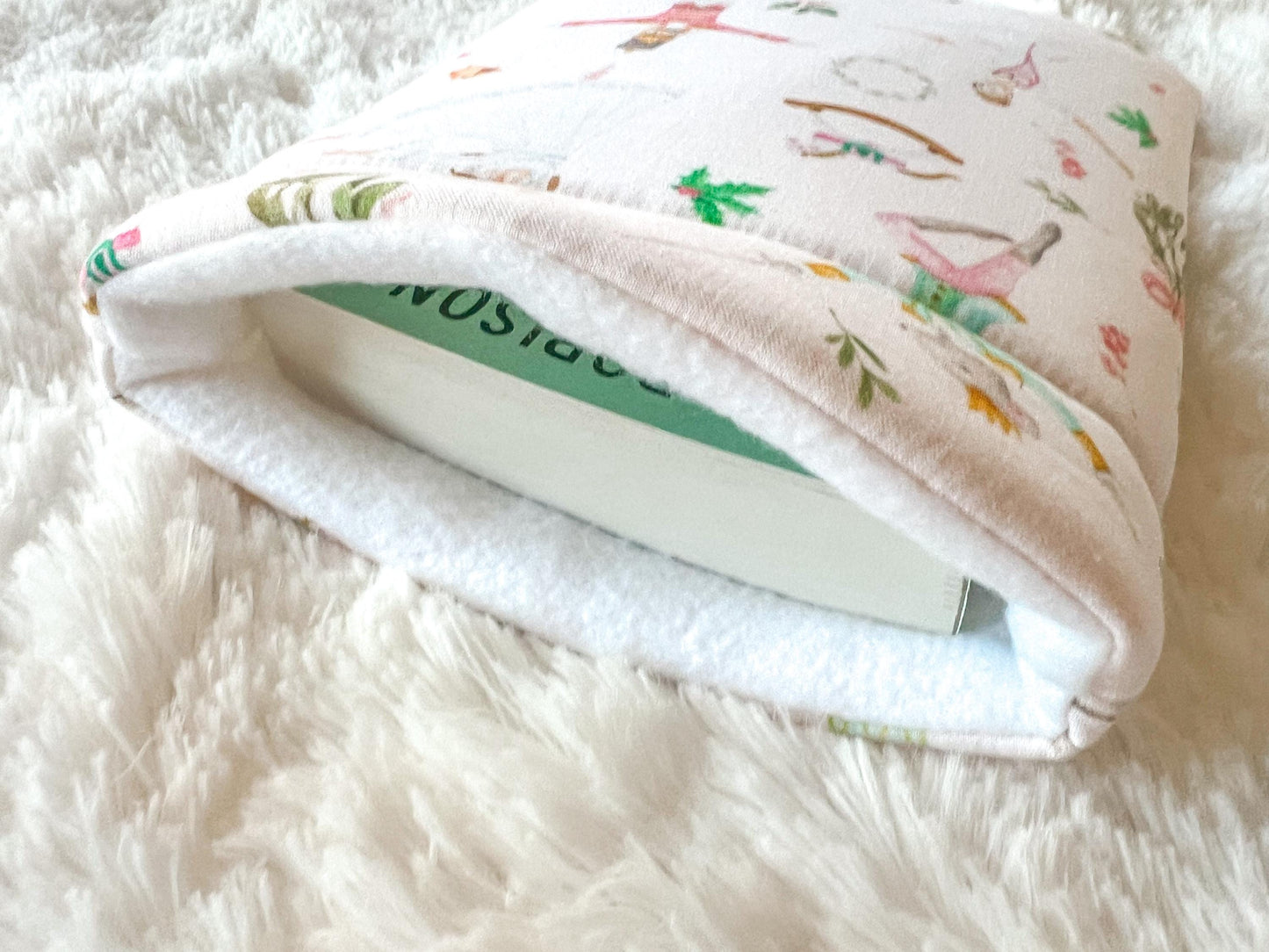 Pink Nutcracker Book Cozy | Christmas Book Cover | Christmas Book Protector | Snowman Book Cover | Cozy Book Cover