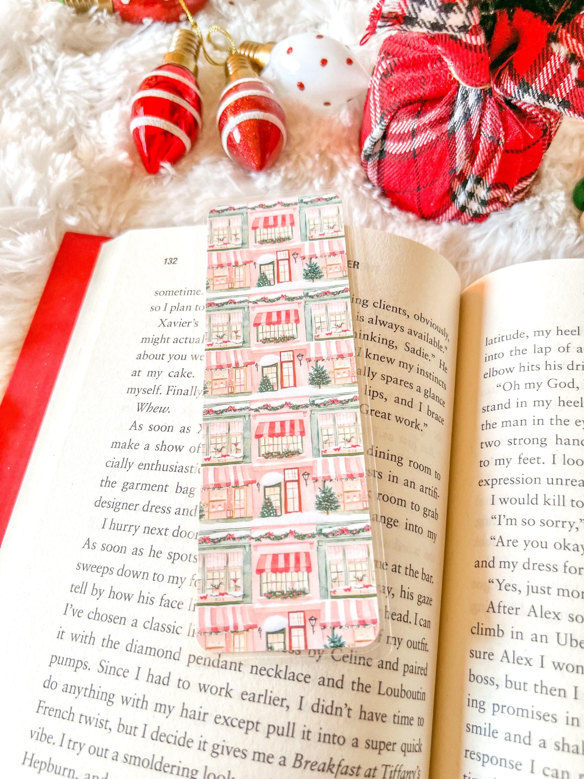 Christmas Shops Bookmark | Christmas Bookmark | Winter Bookmark | Gift for Reader | Holiday Bookmark