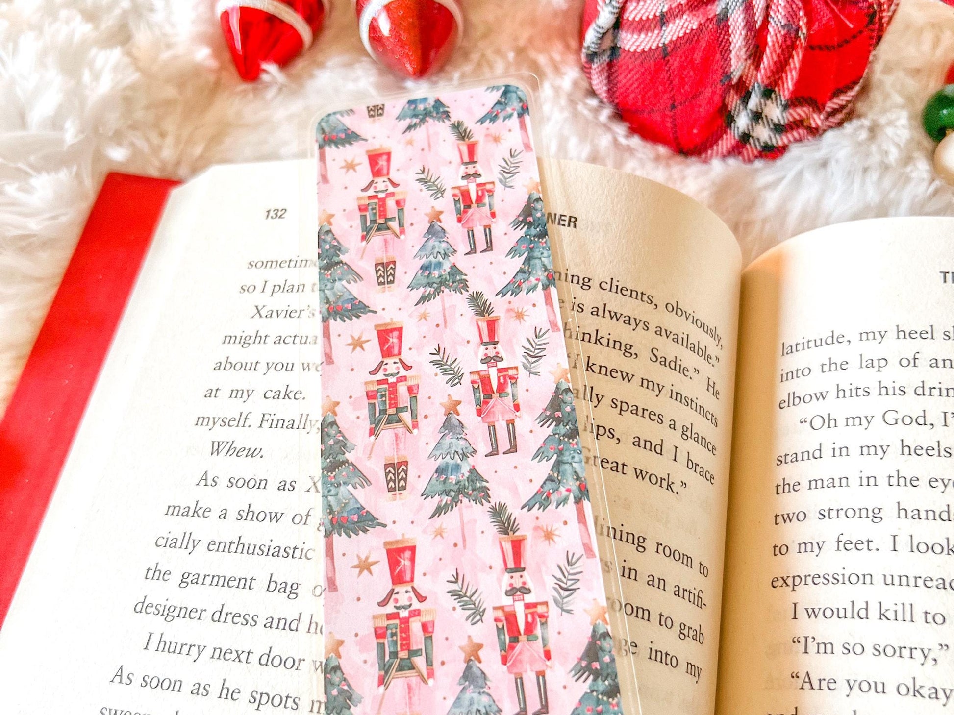 Pink Nutcracker Christmas Bookmark | Christmas Bookmark | Winter Bookmark | Gift for Reader | Christmas Lights Bookmark