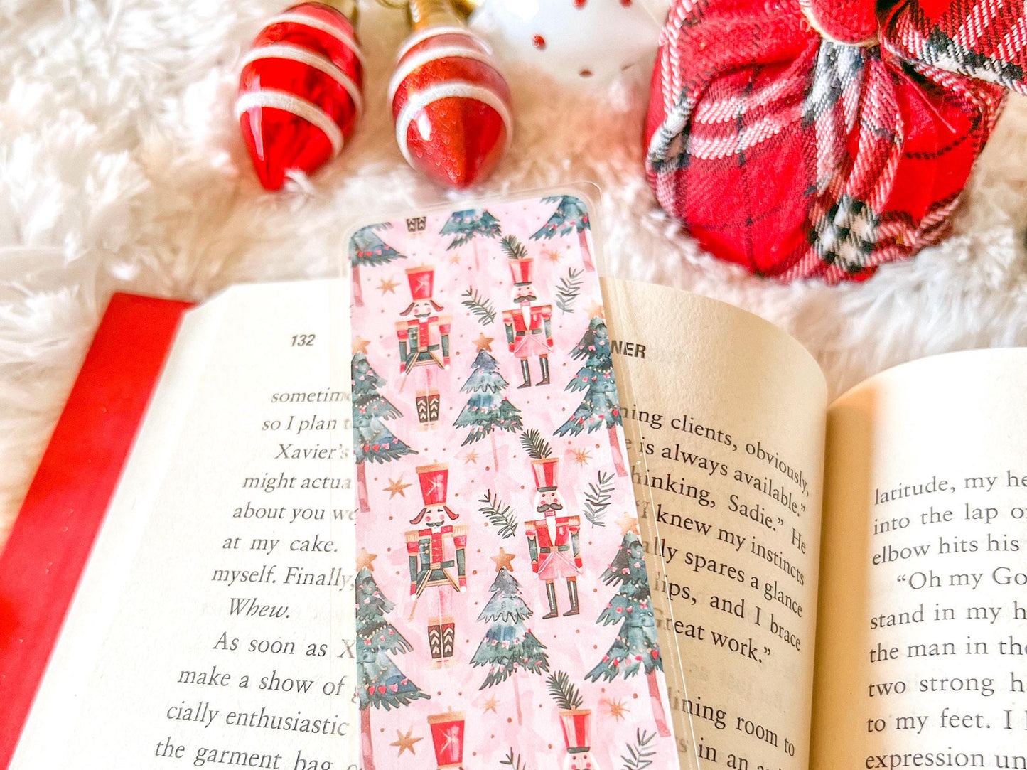 Pink Nutcracker Christmas Bookmark | Christmas Bookmark | Winter Bookmark | Gift for Reader | Christmas Lights Bookmark