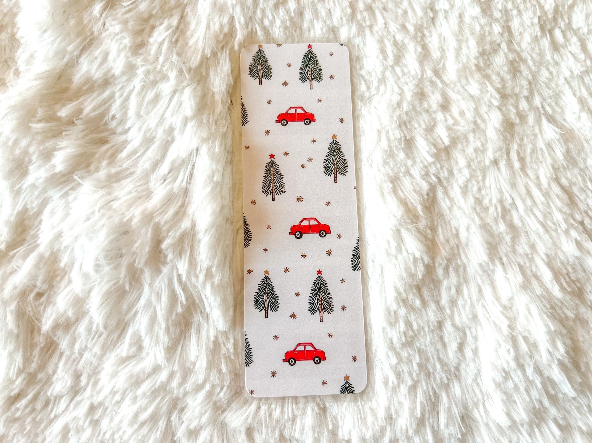Red Car and Christmas Trees Christmas Bookmark | Christmas Bookmark | Winter Bookmark | Gift for Reader | Gingerbread Bookmark