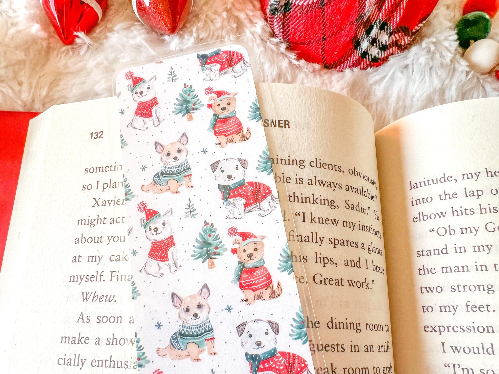 Christmas Puppies Dog Bookmark | Christmas Bookmark | Winter Bookmark | Gift for Reader | Dog Bookmark