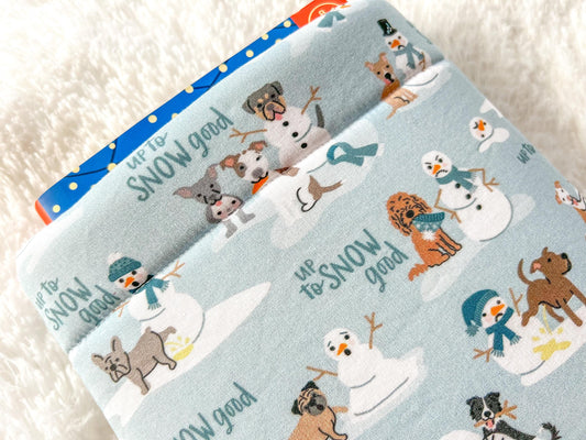 Winter Dogs Up to Snow Good Christmas Book Cozy | Christmas Book Cover | Christmas Book Protector | Dog Book Cover | Cozy Book Cover