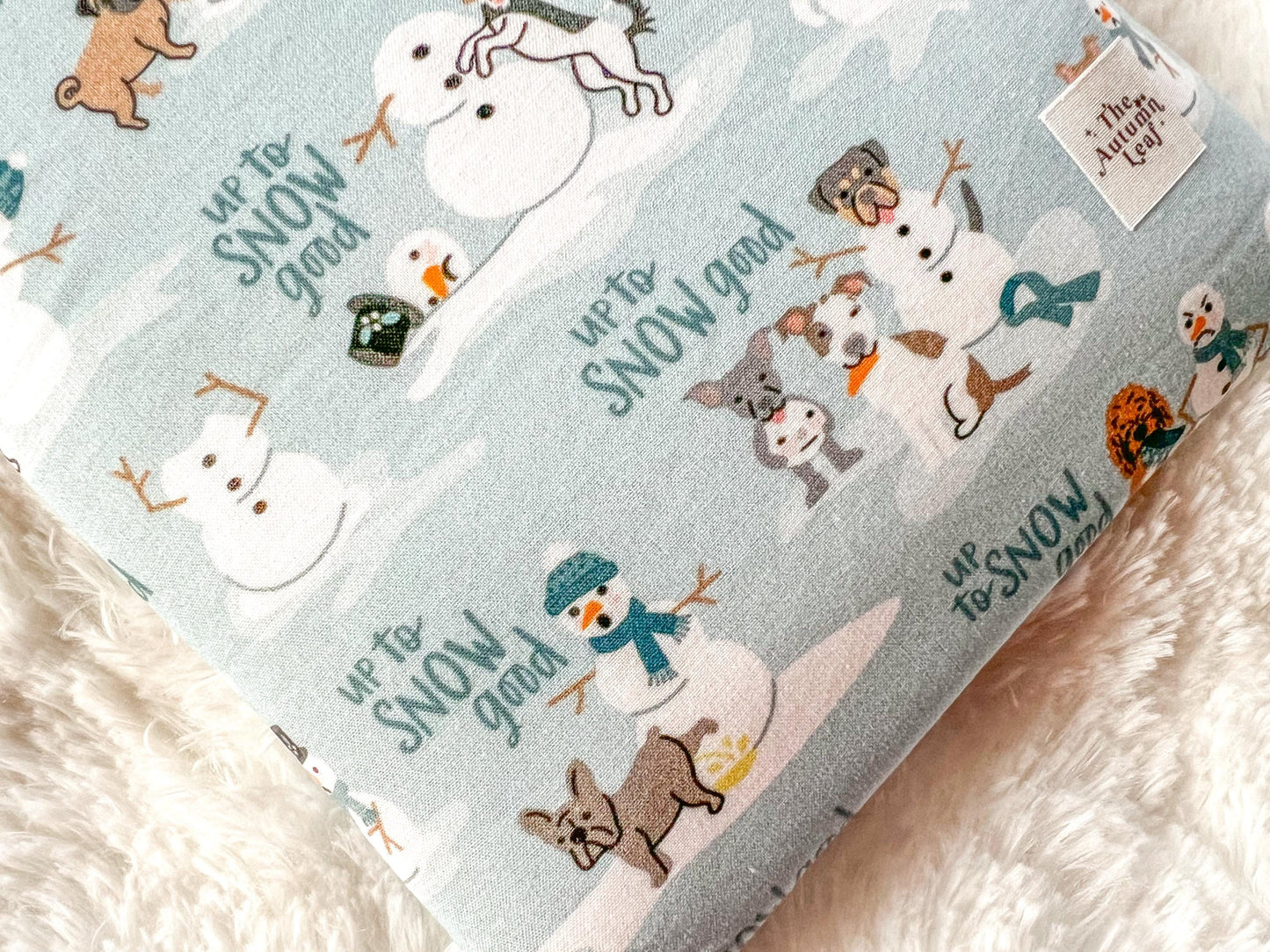 Winter Dogs Up to Snow Good Christmas Book Cozy | Christmas Book Cover | Christmas Book Protector | Dog Book Cover | Cozy Book Cover