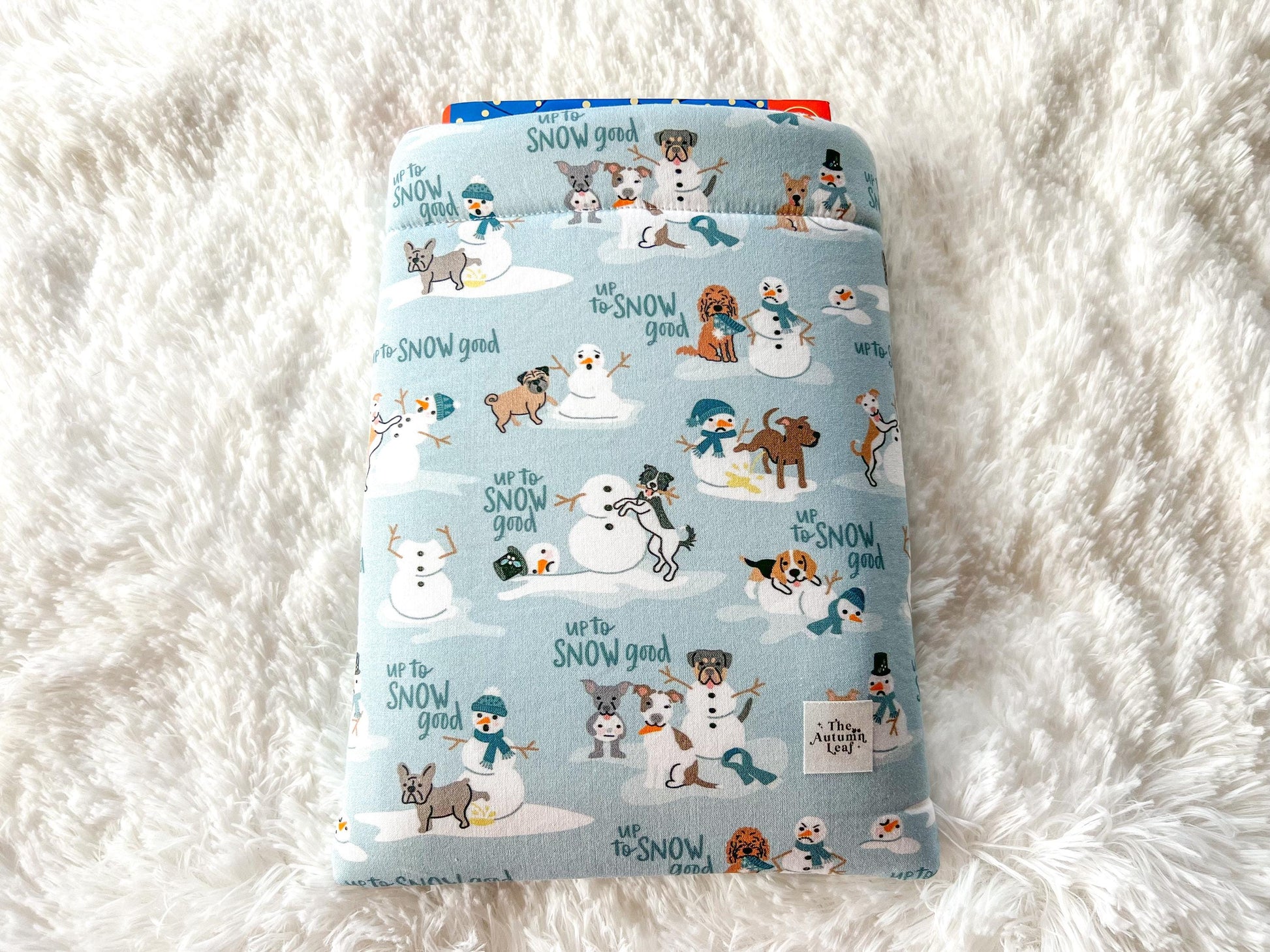 Winter Dogs Up to Snow Good Christmas Book Cozy | Christmas Book Cover | Christmas Book Protector | Dog Book Cover | Cozy Book Cover