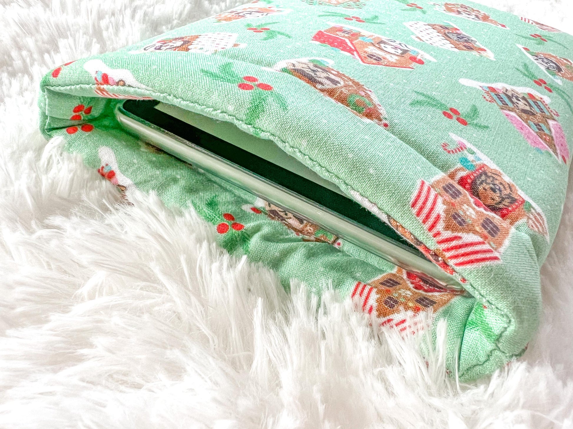 Gingerbread Dog Houses Dogs Christmas Book Cozy | Christmas Book Cover | Christmas Book Protector | Dog Book Cover | Cozy Book Cover