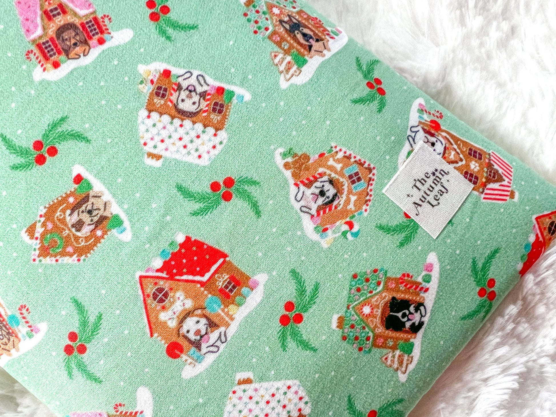 Gingerbread Dog Houses Dogs Christmas Book Cozy | Christmas Book Cover | Christmas Book Protector | Dog Book Cover | Cozy Book Cover