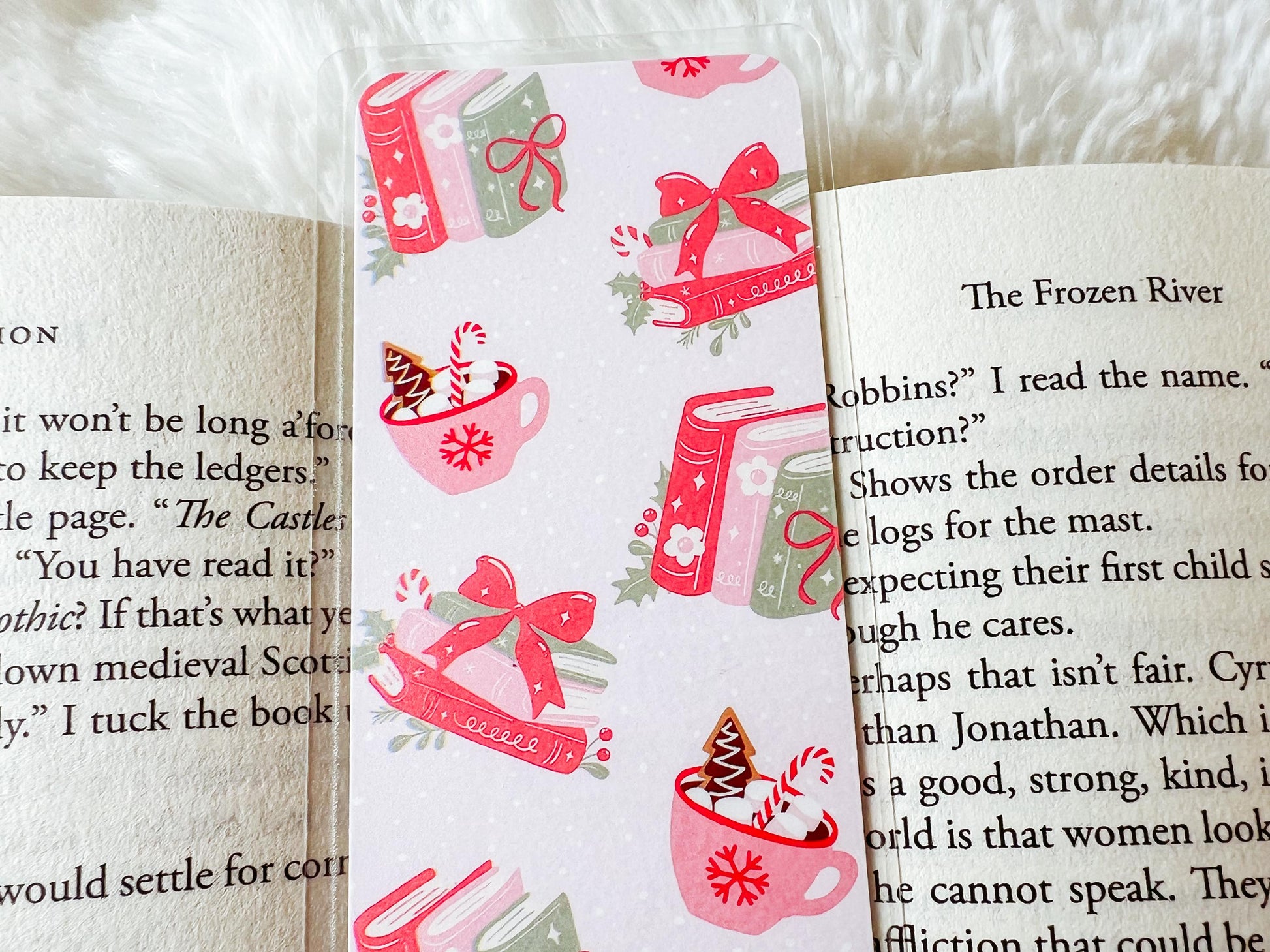 Christmas Books & Hot Cocoa Bookmark | Christmas Bookmark | Winter Bookmark | Gift for Reader | Candy Cane Bookmark | Books Bookmark