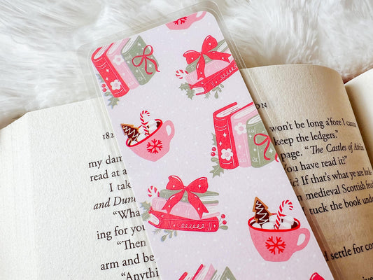 Christmas Books & Hot Cocoa Bookmark | Christmas Bookmark | Winter Bookmark | Gift for Reader | Candy Cane Bookmark | Books Bookmark