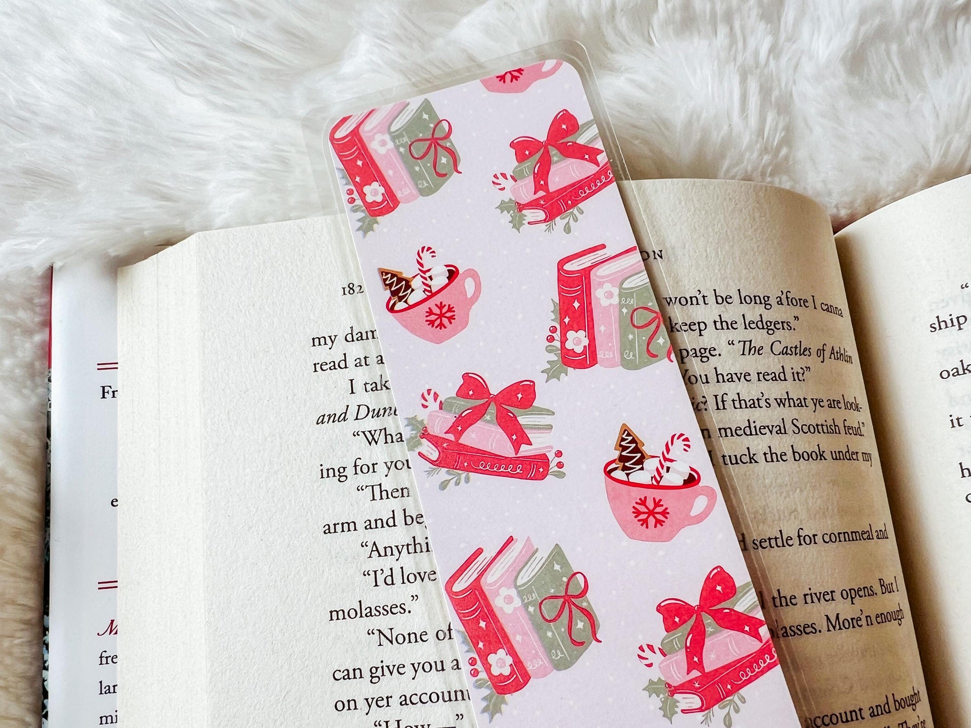 Christmas Books & Hot Cocoa Bookmark | Christmas Bookmark | Winter Bookmark | Gift for Reader | Candy Cane Bookmark | Books Bookmark