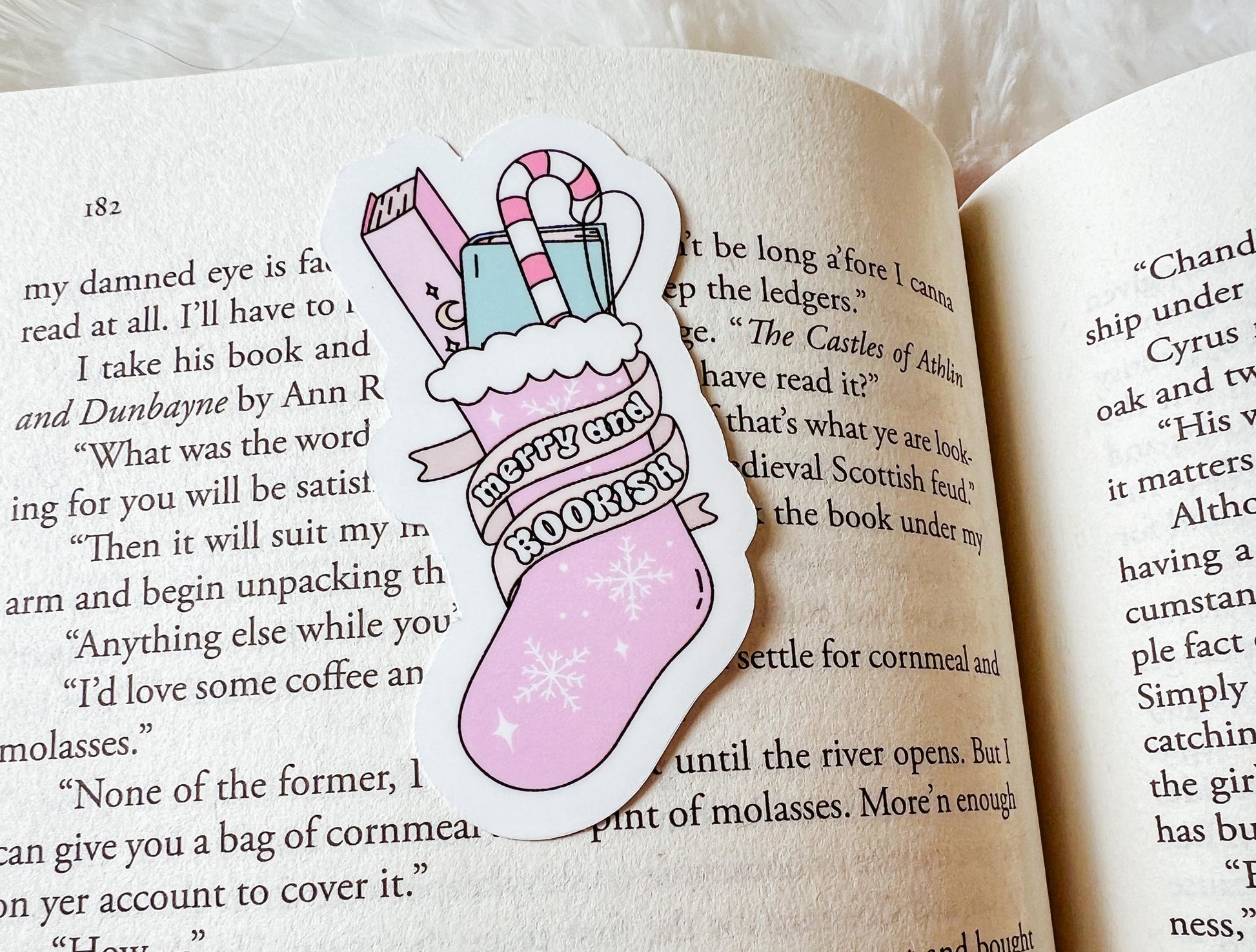 Merry & Bookish Sticker | Christmas Sticker | Vinyl Sticker | Bookish Sticker | Book Lover Gift | Bookish Merch | Reading Sticker