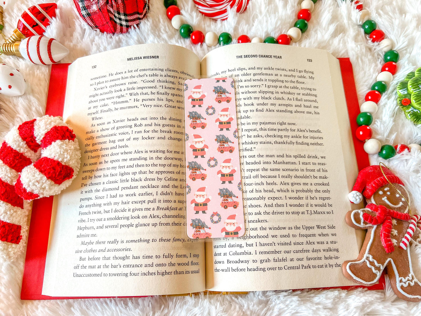 Pink Santa & Red Car with Presents Christmas Bookmark | Christmas Bookmark | Holiday Bookmark | Bookworm Gift | Gift for Reader