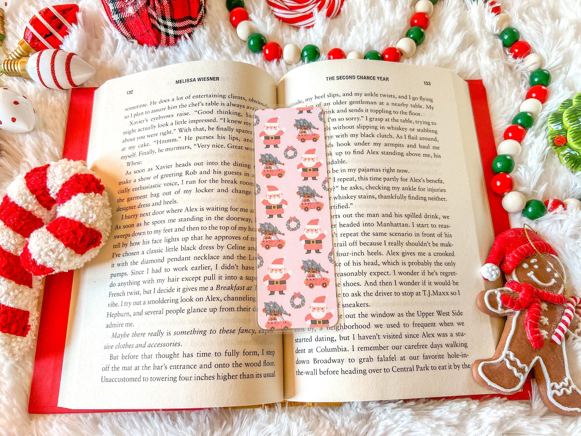 Pink Santa & Red Car with Presents Christmas Bookmark | Christmas Bookmark | Holiday Bookmark | Bookworm Gift | Gift for Reader