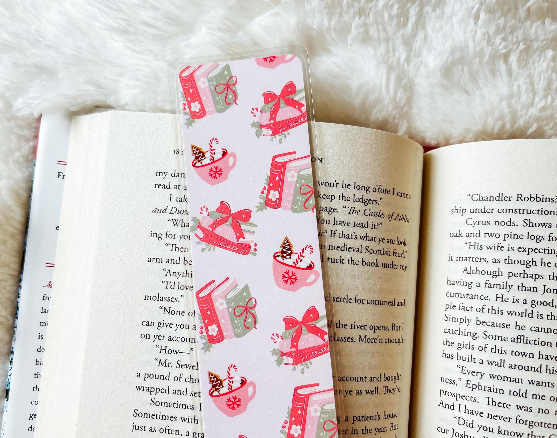 Christmas Books & Hot Cocoa Bookmark | Christmas Bookmark | Winter Bookmark | Gift for Reader | Candy Cane Bookmark | Books Bookmark