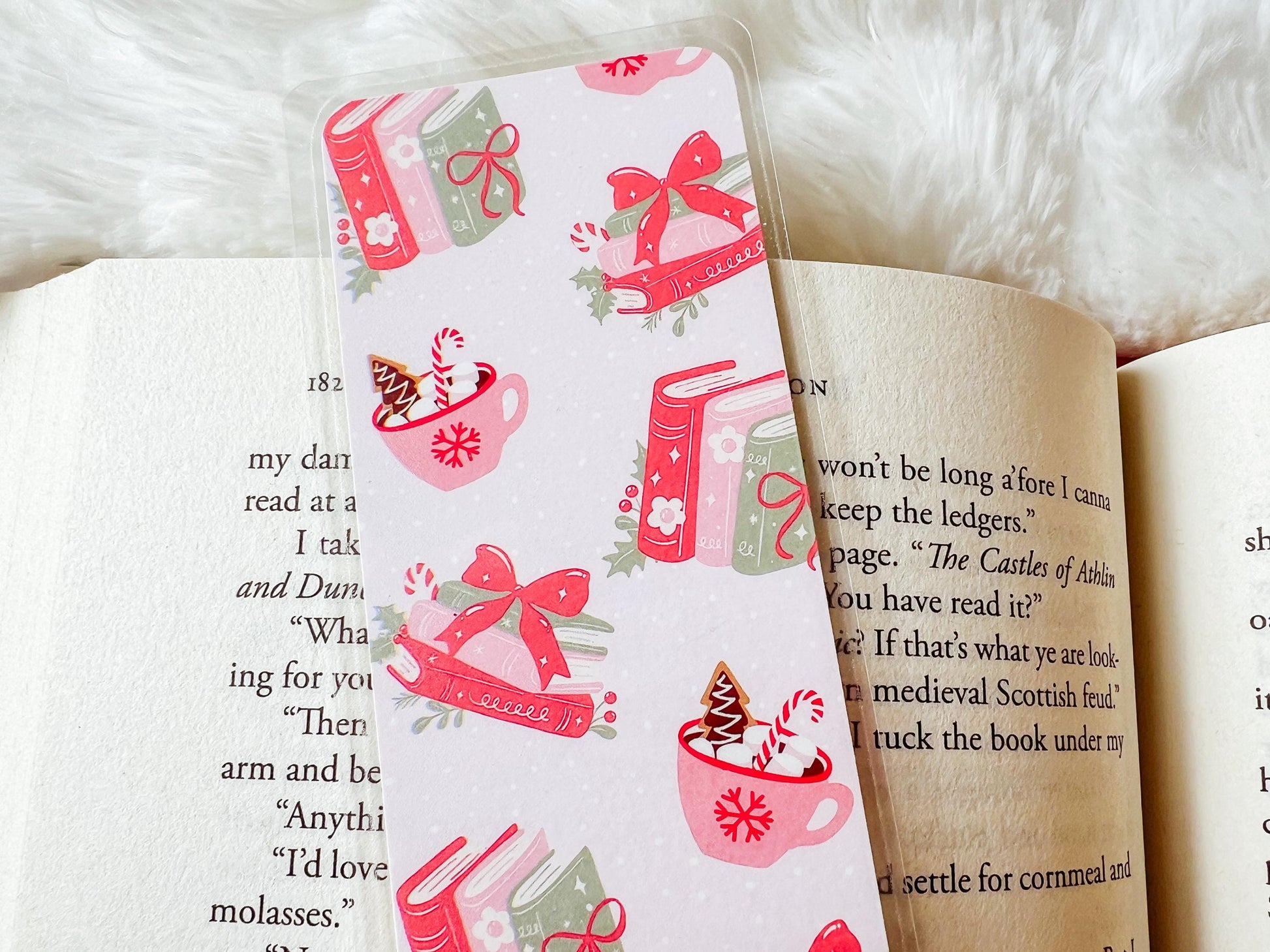Christmas Books & Hot Cocoa Bookmark | Christmas Bookmark | Winter Bookmark | Gift for Reader | Candy Cane Bookmark | Books Bookmark