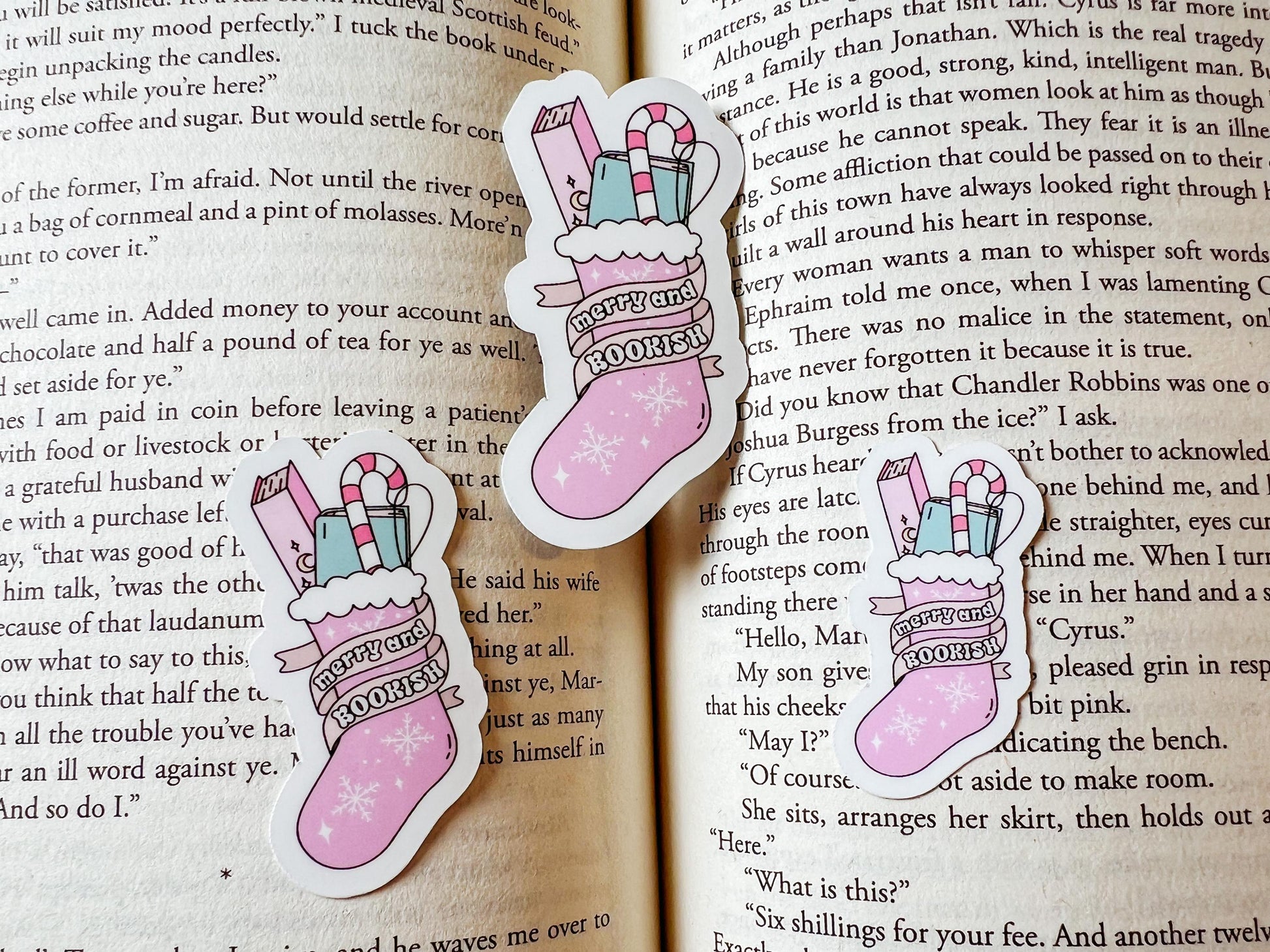 Merry & Bookish Sticker | Christmas Sticker | Vinyl Sticker | Bookish Sticker | Book Lover Gift | Bookish Merch | Reading Sticker
