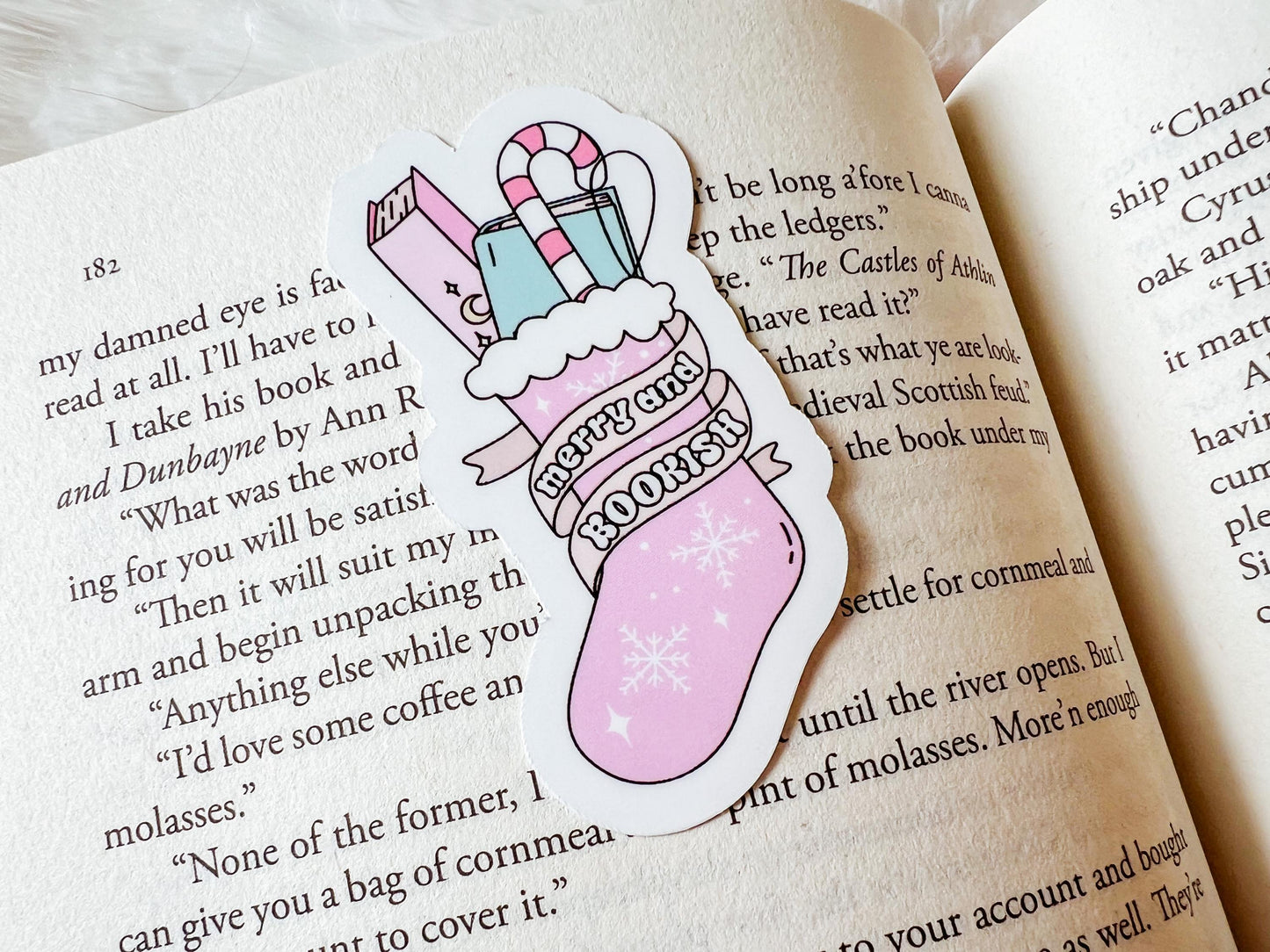 Merry & Bookish Sticker | Christmas Sticker | Vinyl Sticker | Bookish Sticker | Book Lover Gift | Bookish Merch | Reading Sticker