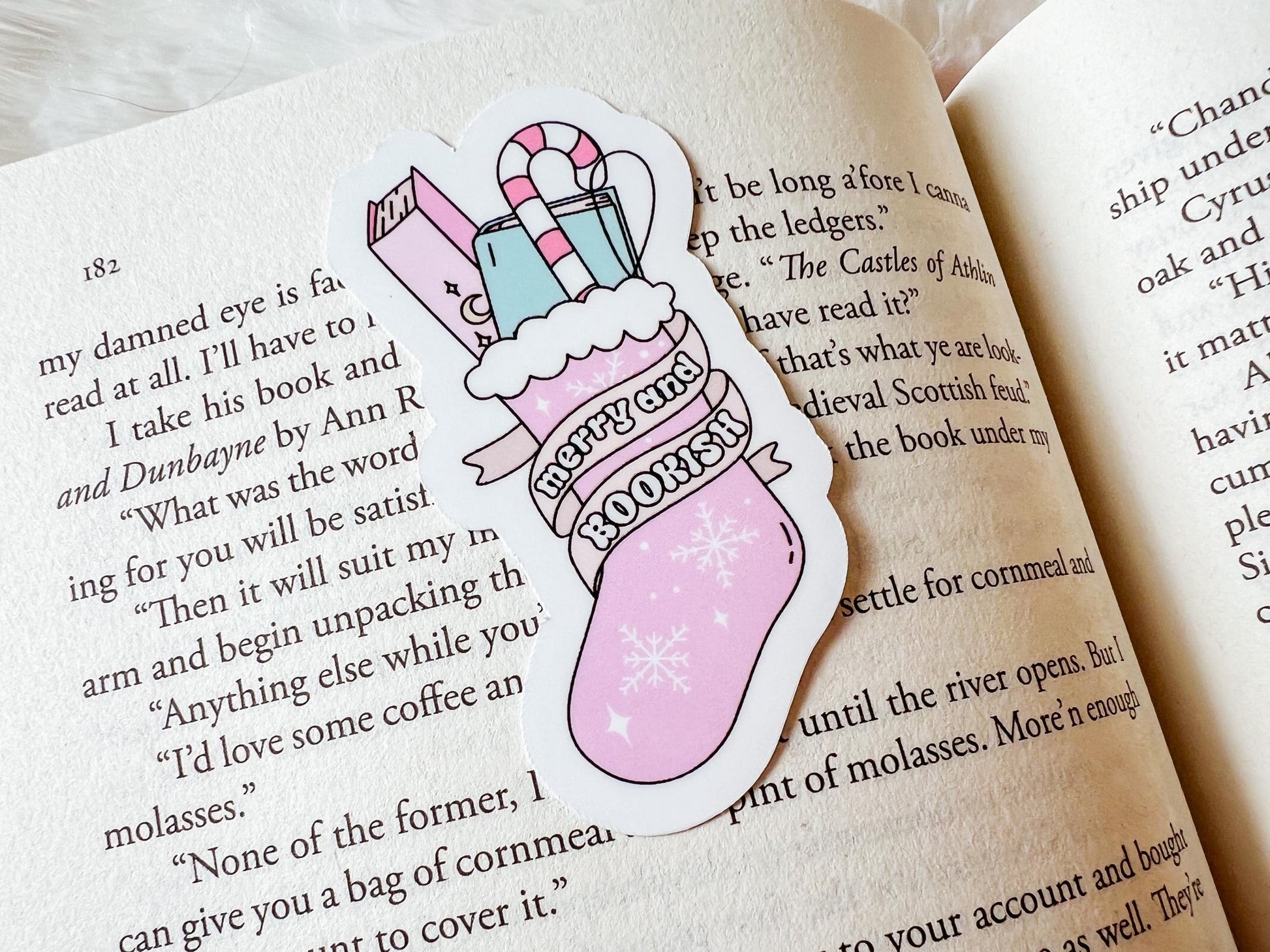 Merry & Bookish Sticker | Christmas Sticker | Vinyl Sticker | Bookish Sticker | Book Lover Gift | Bookish Merch | Reading Sticker